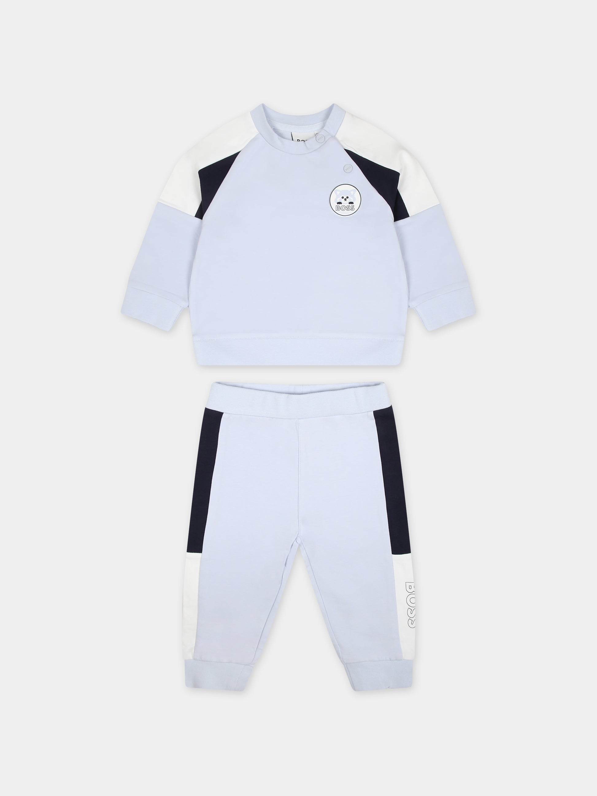 Completo celeste per neonato con logo,Boss,J50806 771