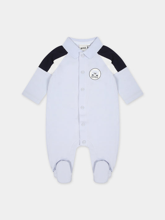 Tutina celeste per neonato con logo,Boss,J50797 771