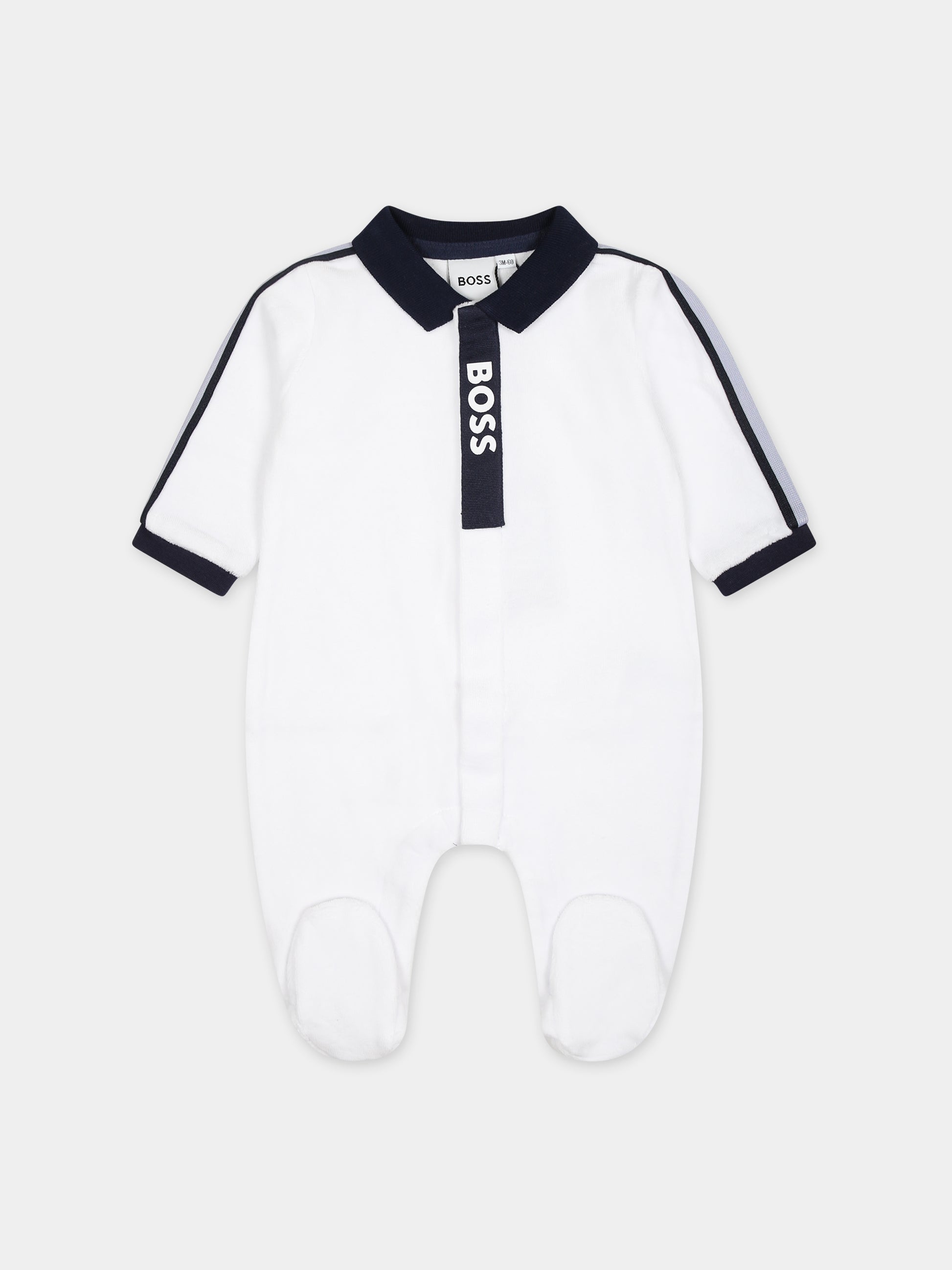Tutina bianca per neonato con logo,Boss,J50905 10P