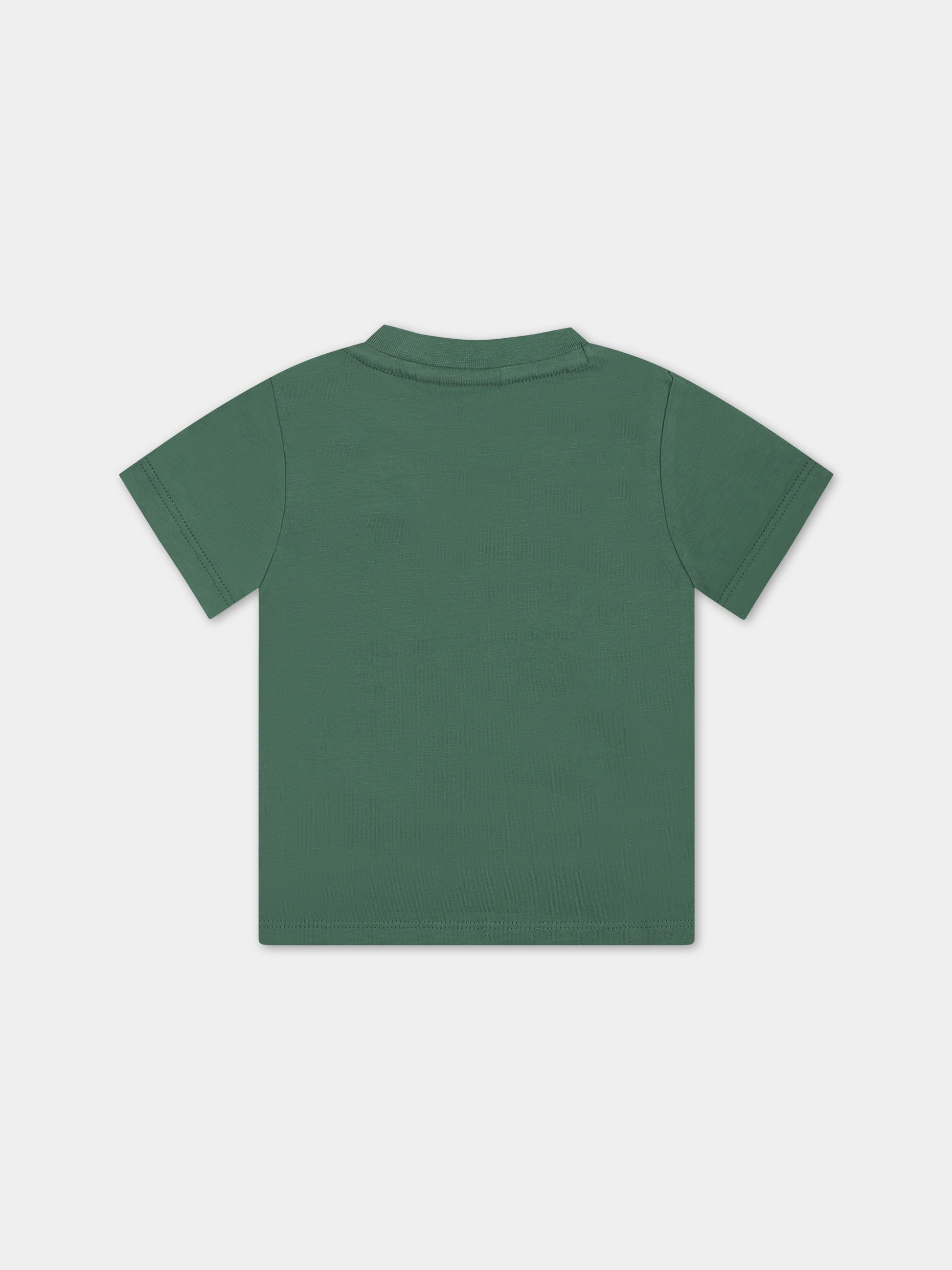 T-shirt verde per neonato con logo,Boss,J50601 651
