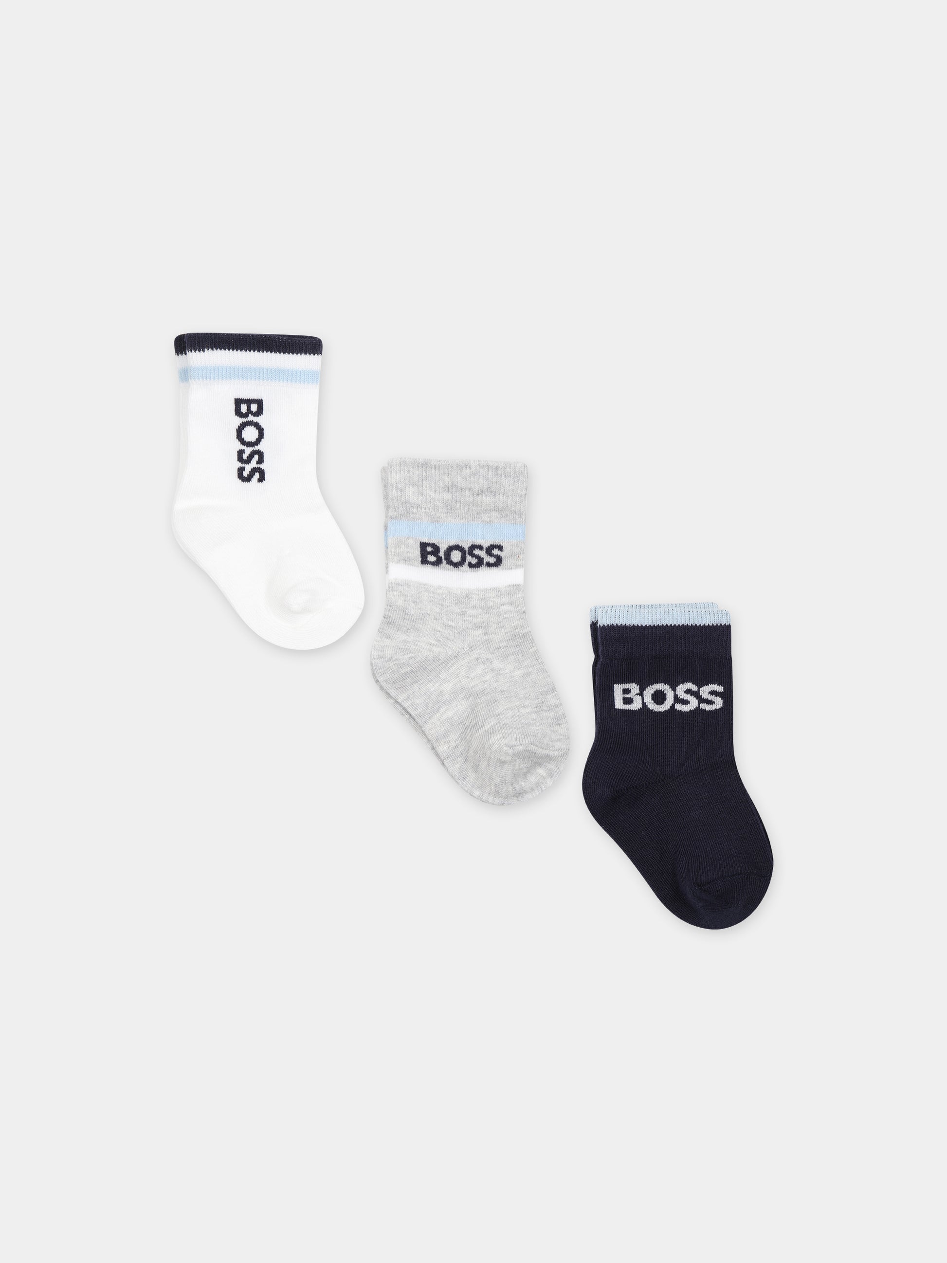 Set calzini multicolor per neonato con logo,Boss,J50982 849