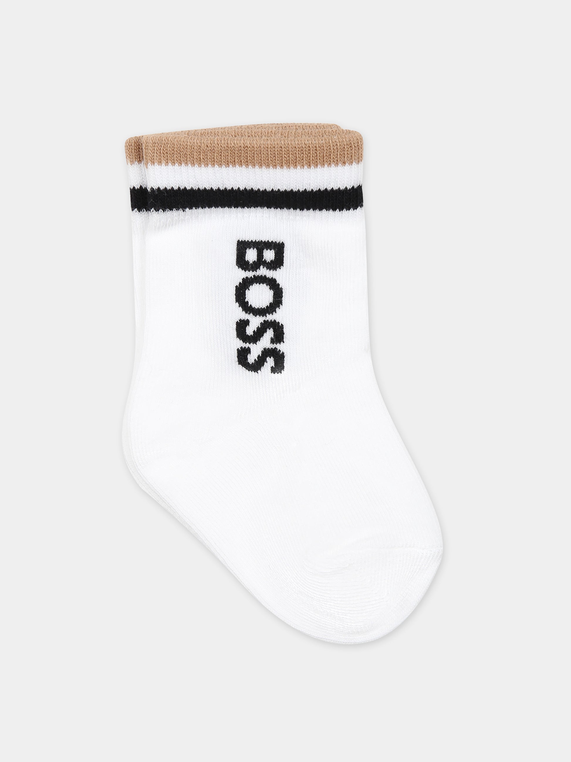 Set calzini bianchi per neonato con logo,Boss,J50982 10P