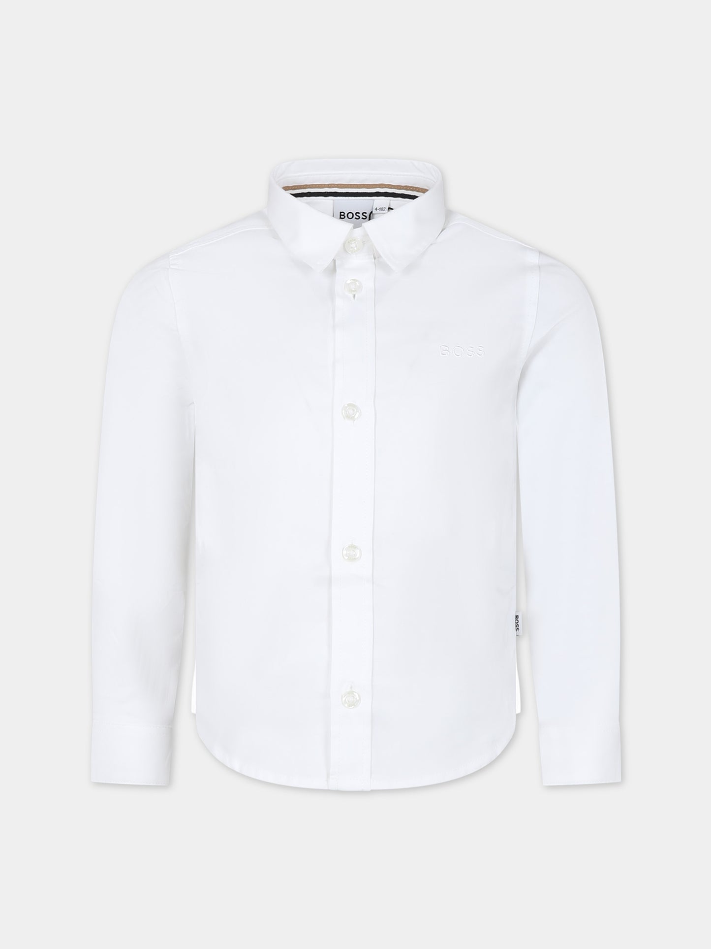 Camicia bianca per bambino con logo,Boss,J50694 10P