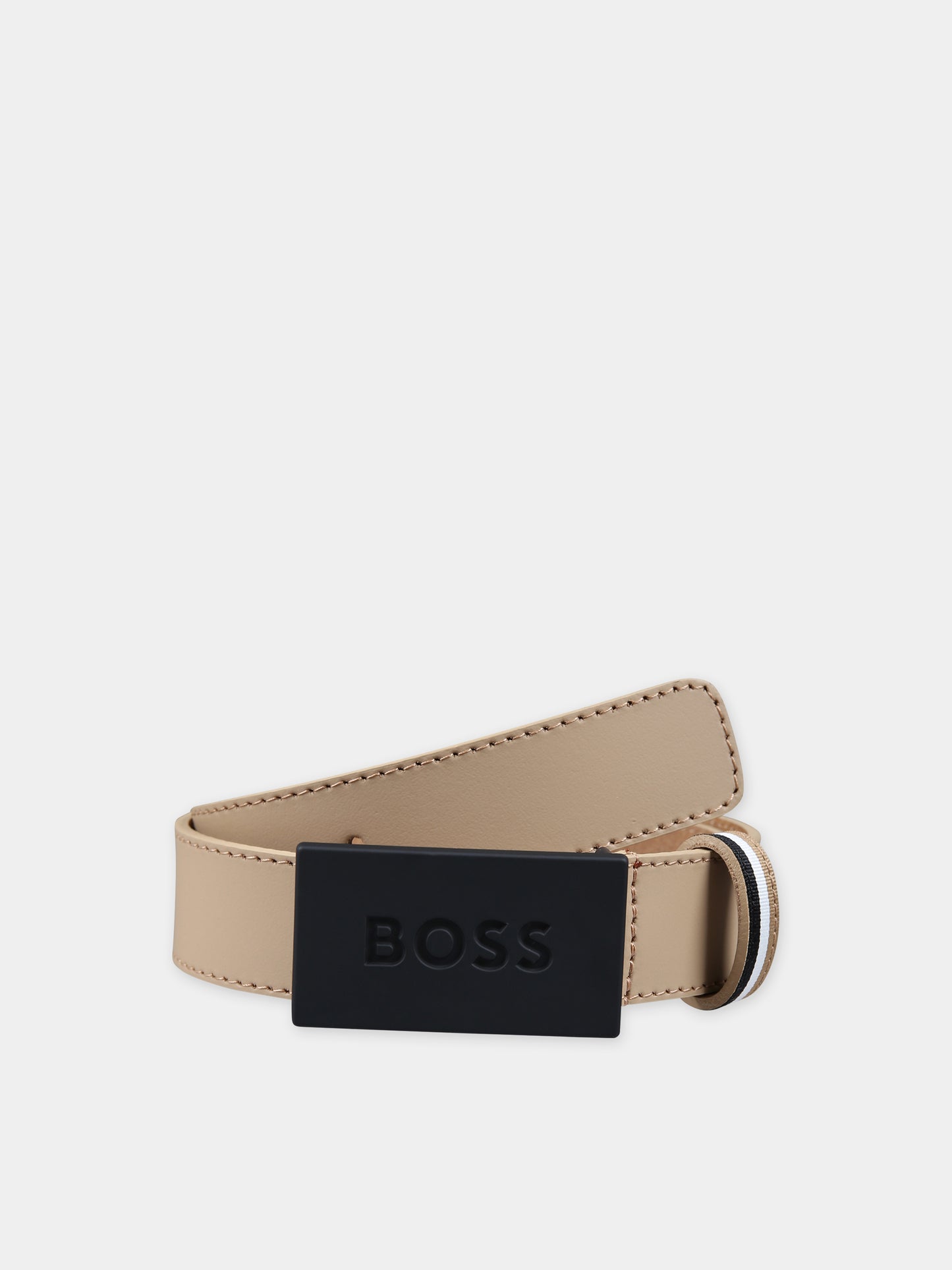 Ceinture beige pour garçon avec logo