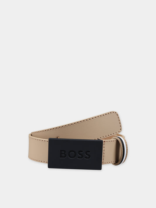Ceinture beige pour garçon avec logo