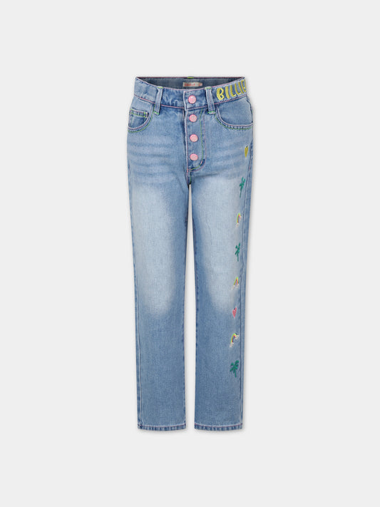 Jeans in denim per bambina con ricami all-over,Billieblush,U20019 Z18