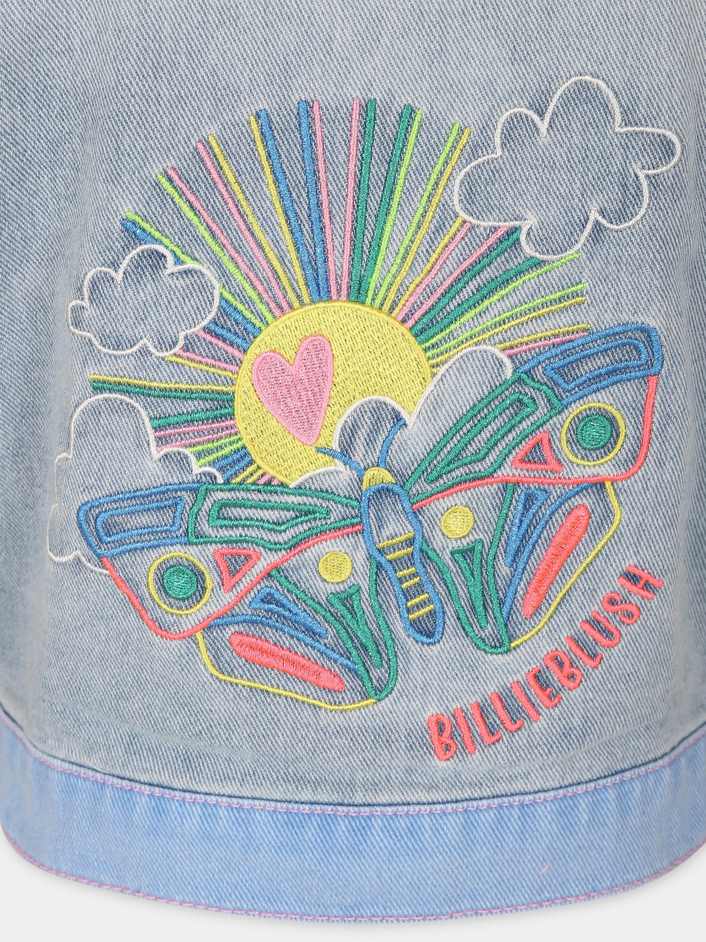 Gilet in denim per bambina con stampa ricamata multicolor,Billieblush,U20148 Z18