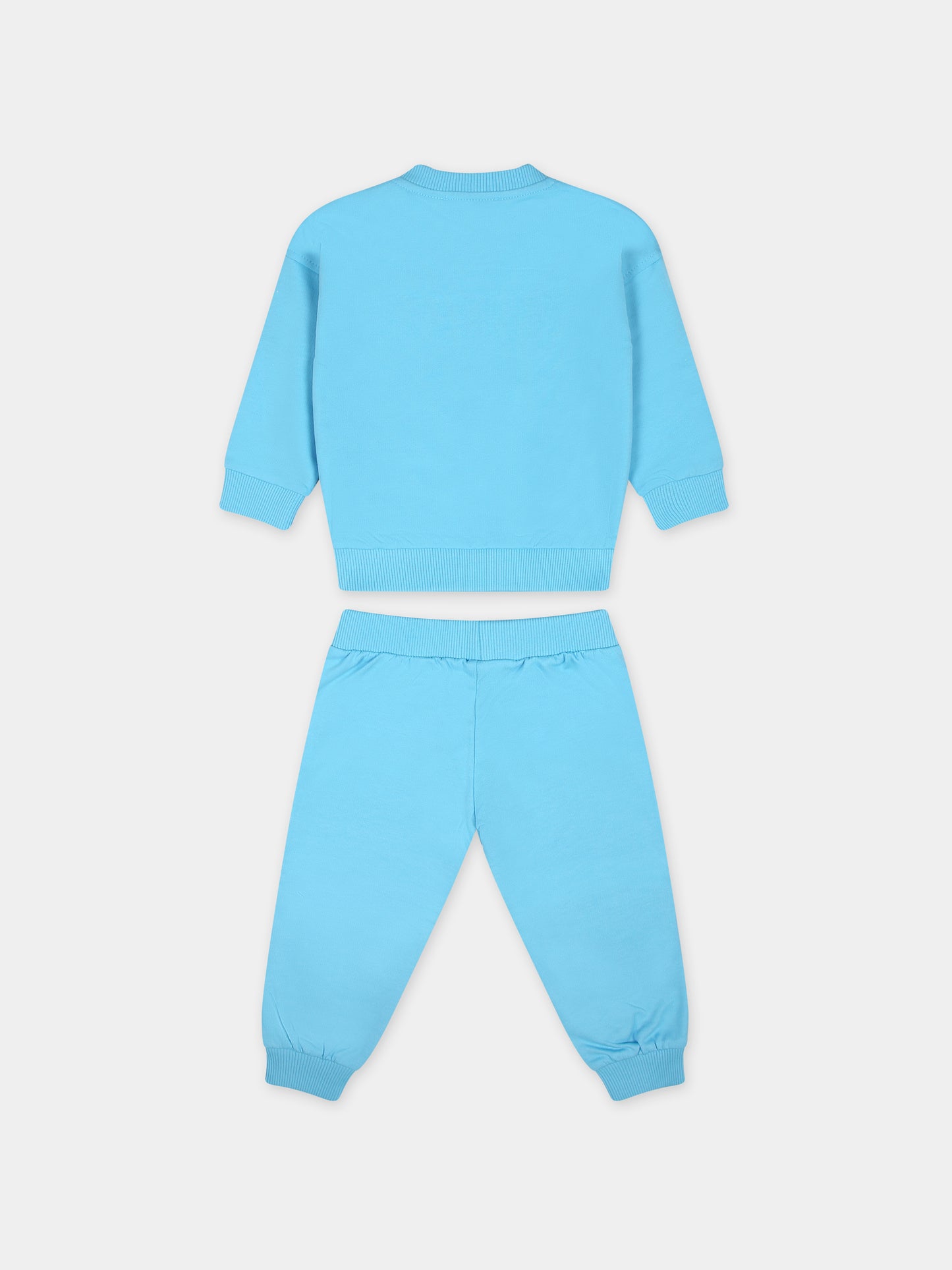 Completo celeste per neonata con logo,Moschino Kids,MOK049 LCA51 40538