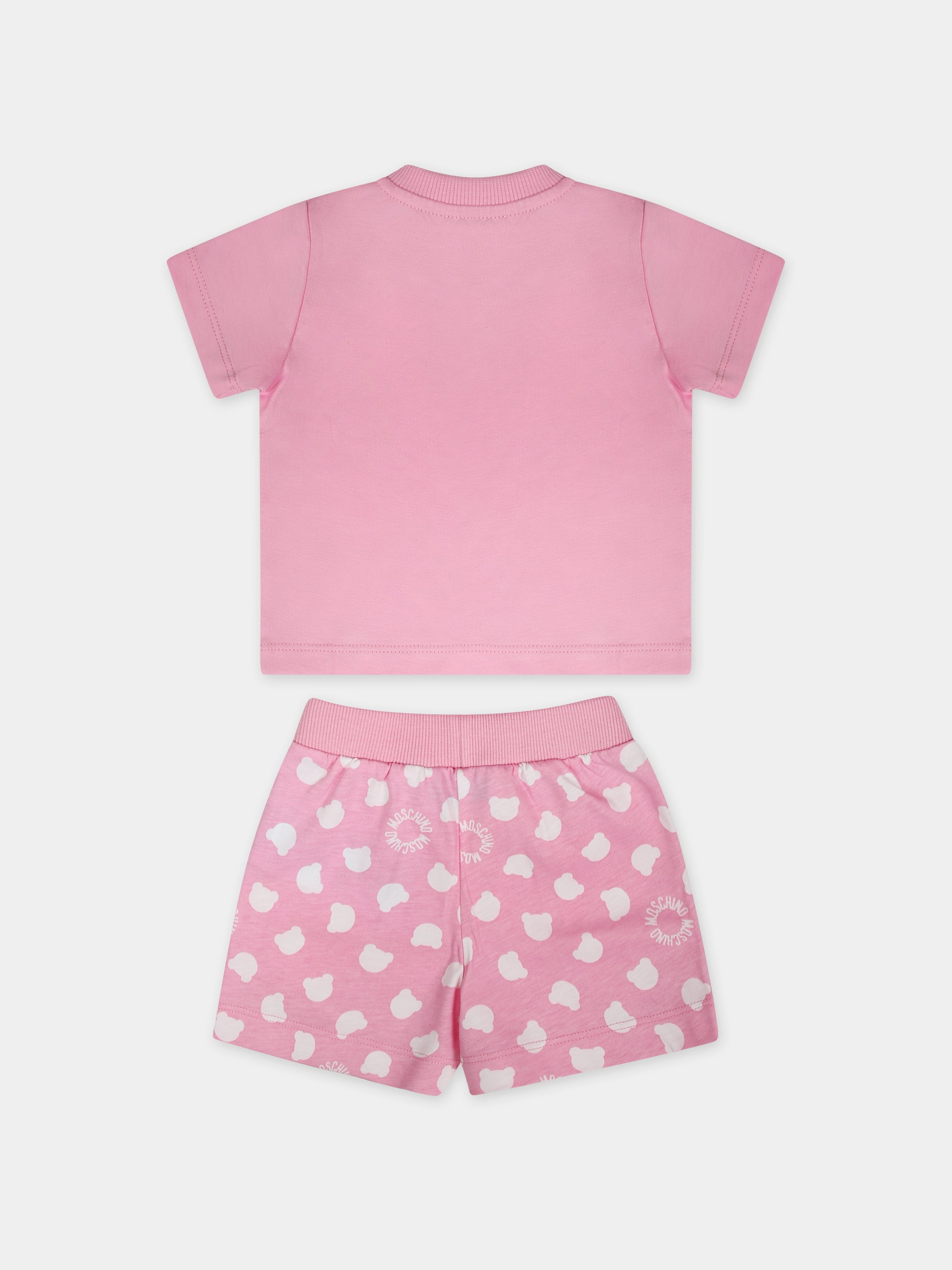 Completo rosa per neonata con logo,Moschino Kids,MRG003 LAB91 83528