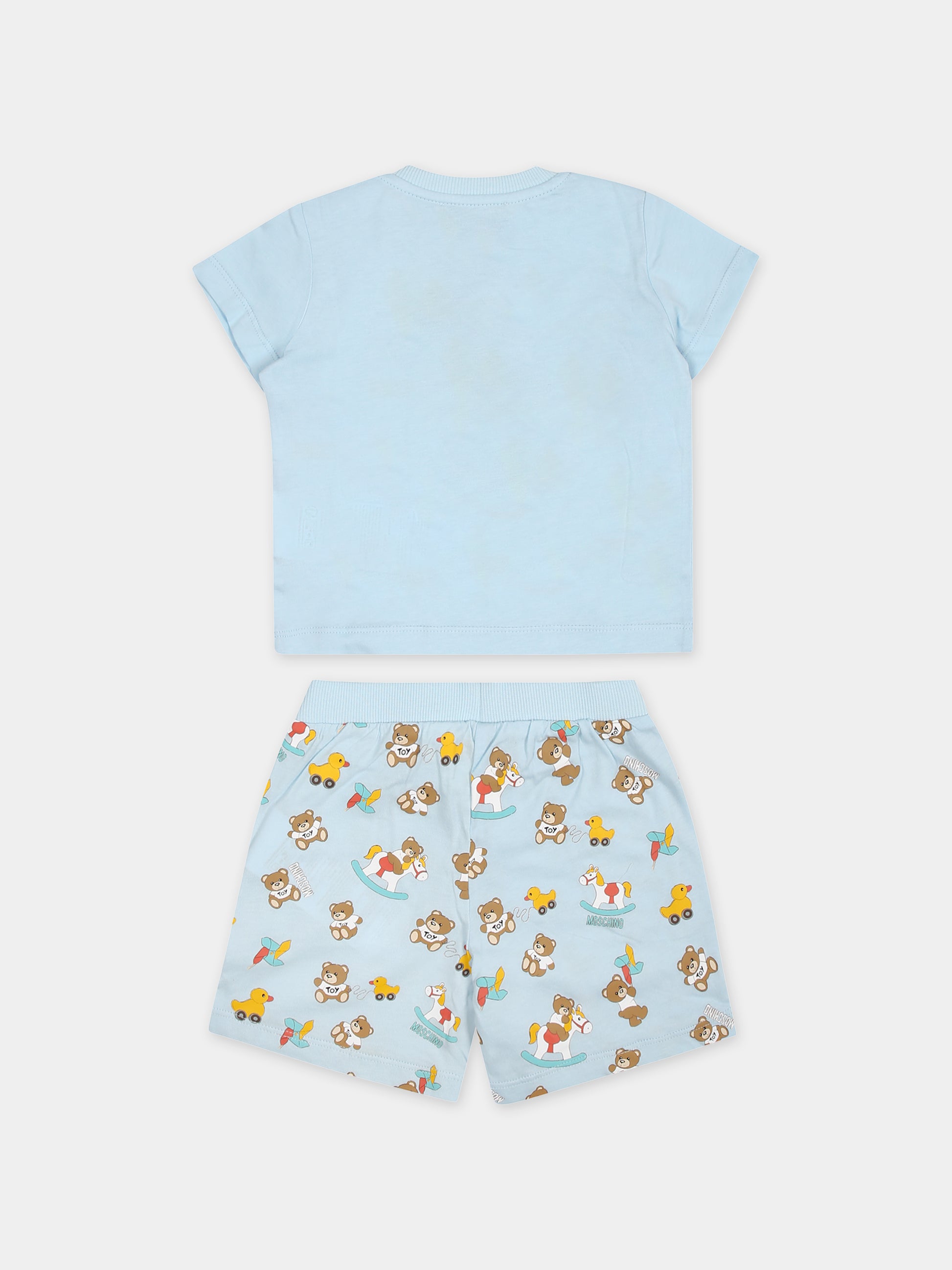 Completo celeste per neonato con Teddy Bear e girandola,Moschino Kids,MSG00M LAB92 83537