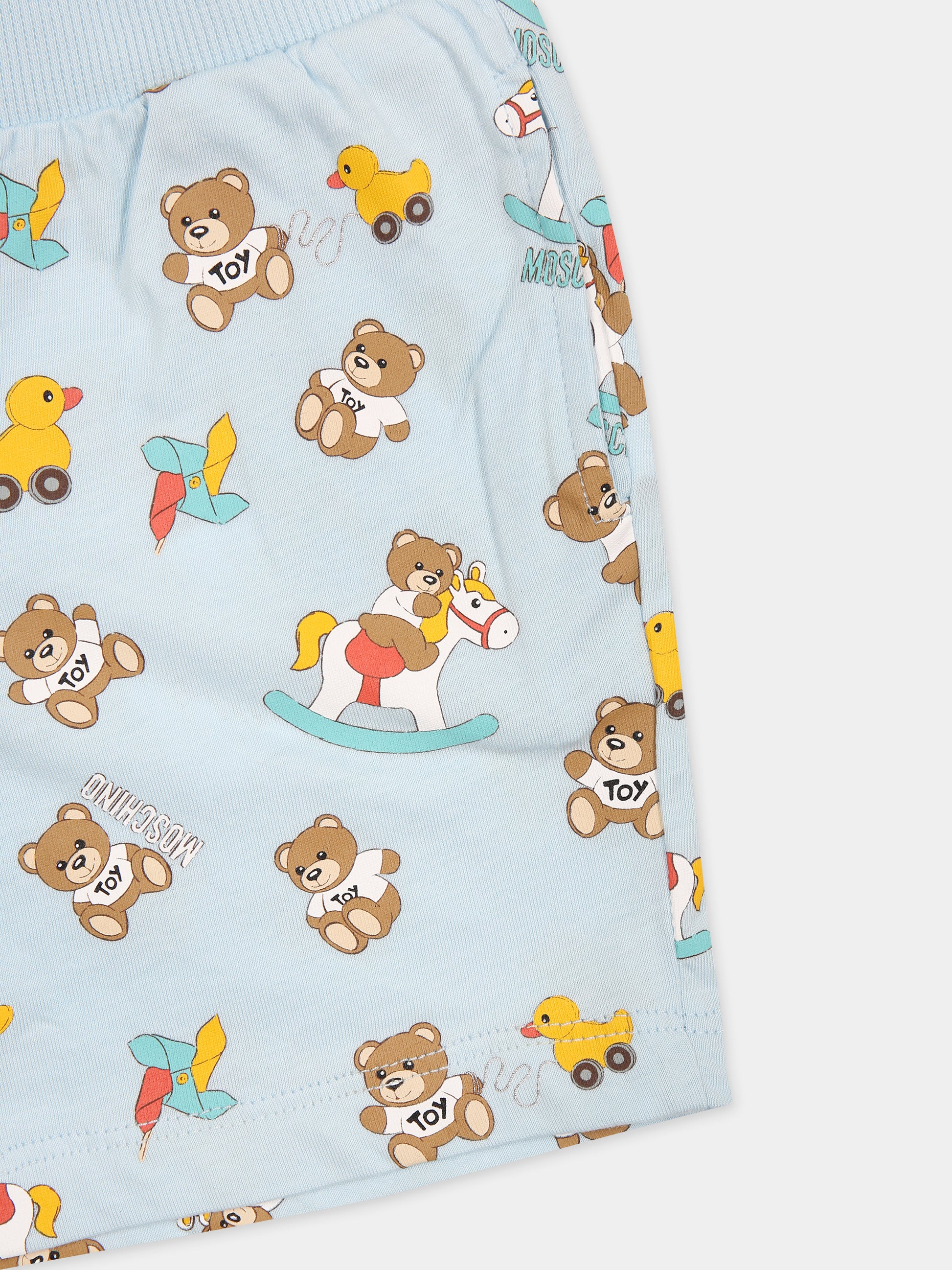 Completo celeste per neonato con Teddy Bear e girandola,Moschino Kids,MSG00M LAB92 83537