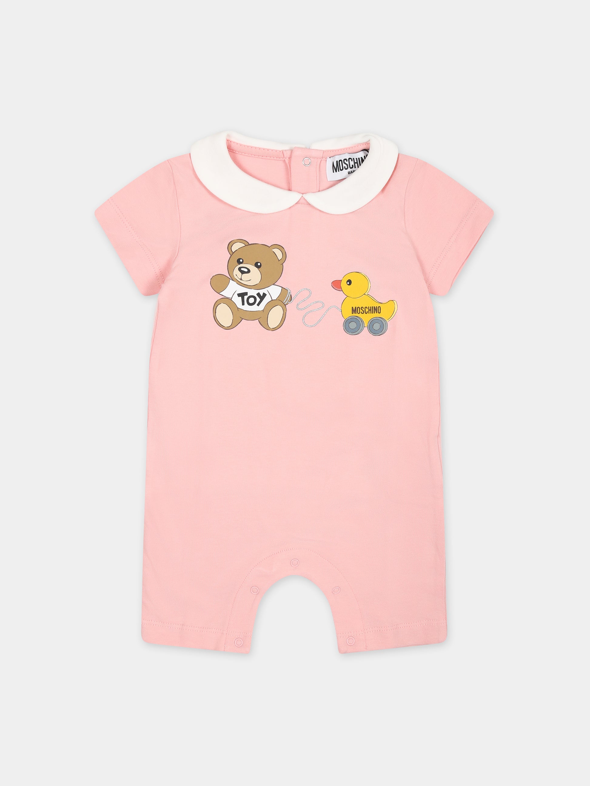 Tutina rosa per neonata con Teddy Bear e paperella,Moschino Kids,MUT03T LBA00 50209