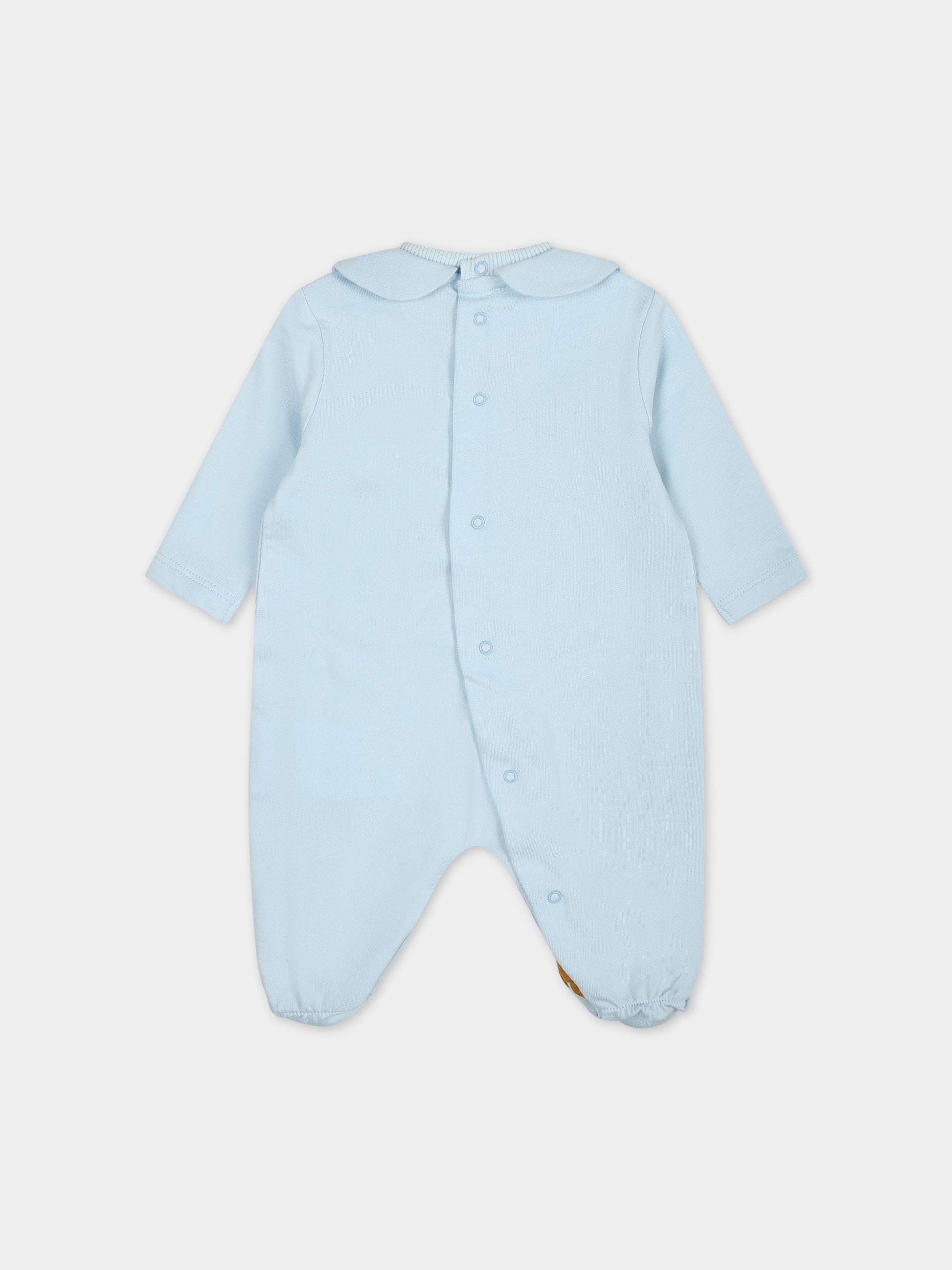 Tutina celeste per neonato con logo e Teddy Bear,Moschino Kids,MUY06M LCA19 40304