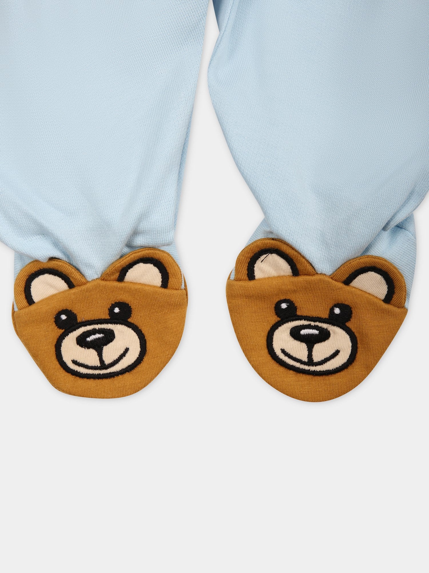 Tutina celeste per neonato con logo e Teddy Bear,Moschino Kids,MUY06M LCA19 40304