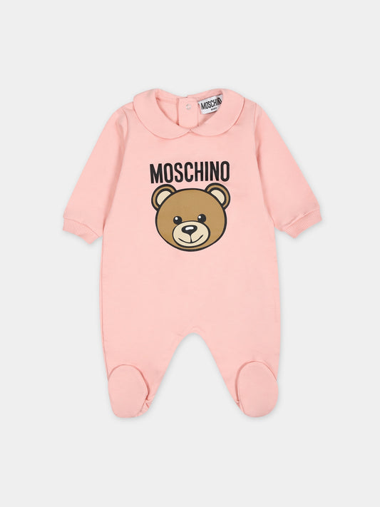 Tutina rosa per neonata con Teddy Bear,Moschino Kids,MUY06P LCA19 50209