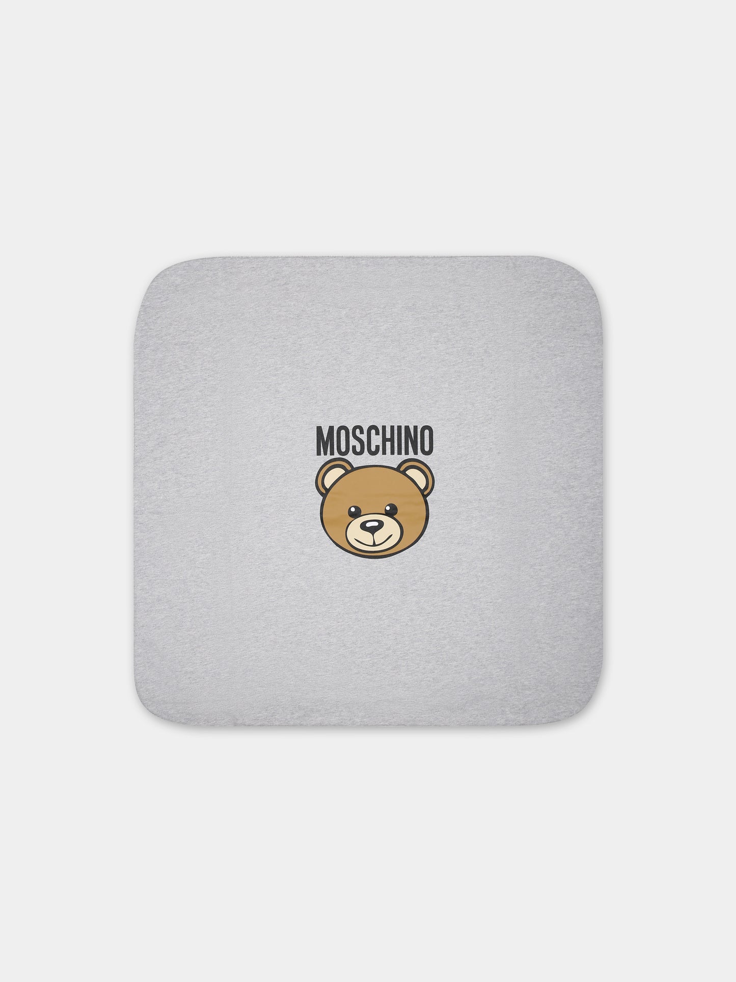 Coperta grigia per neonati con Teddy Bear e logo,Moschino Kids,M6B005 LCA19 60926