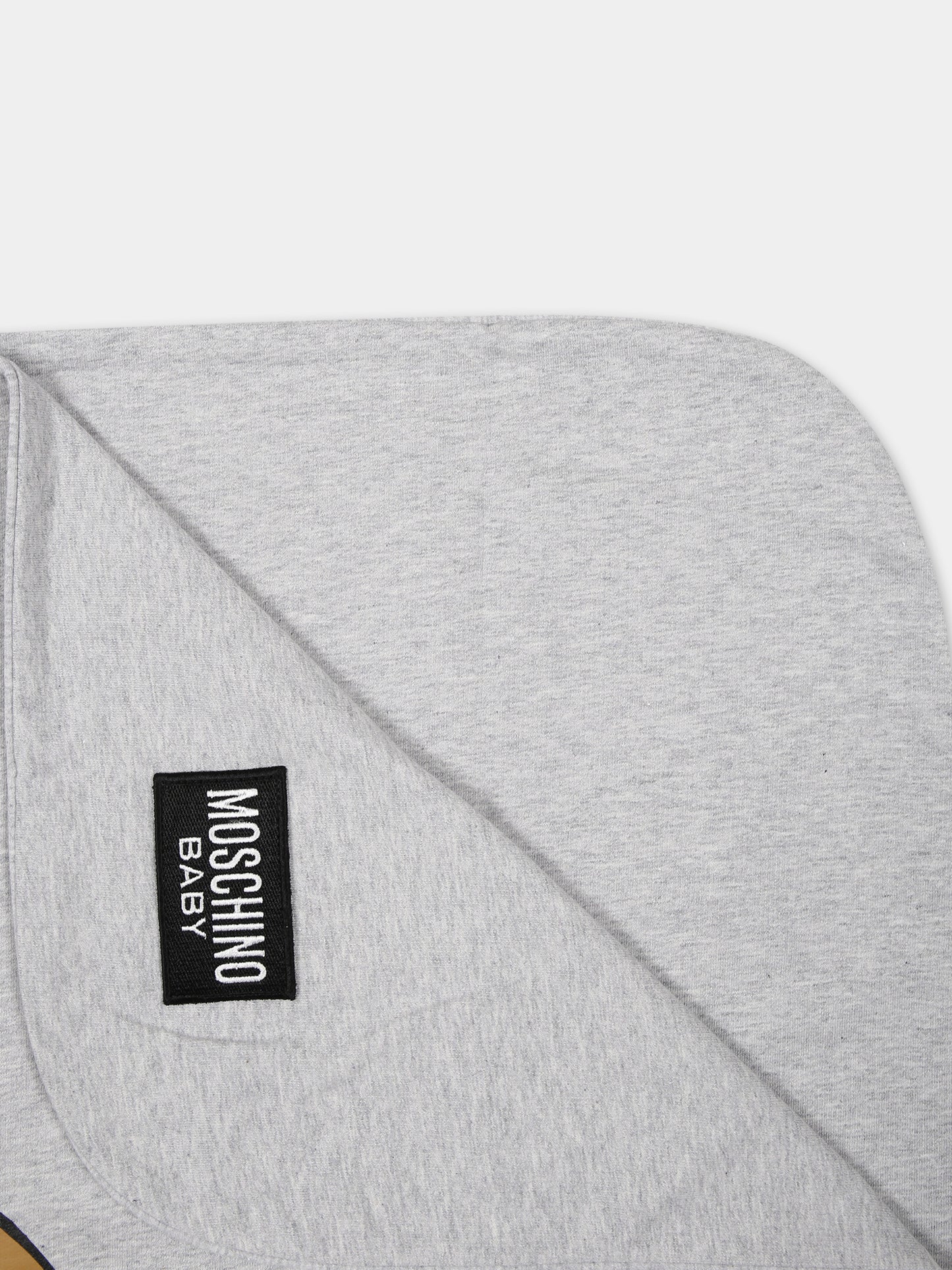 Coperta grigia per neonati con Teddy Bear e logo,Moschino Kids,M6B005 LCA19 60926