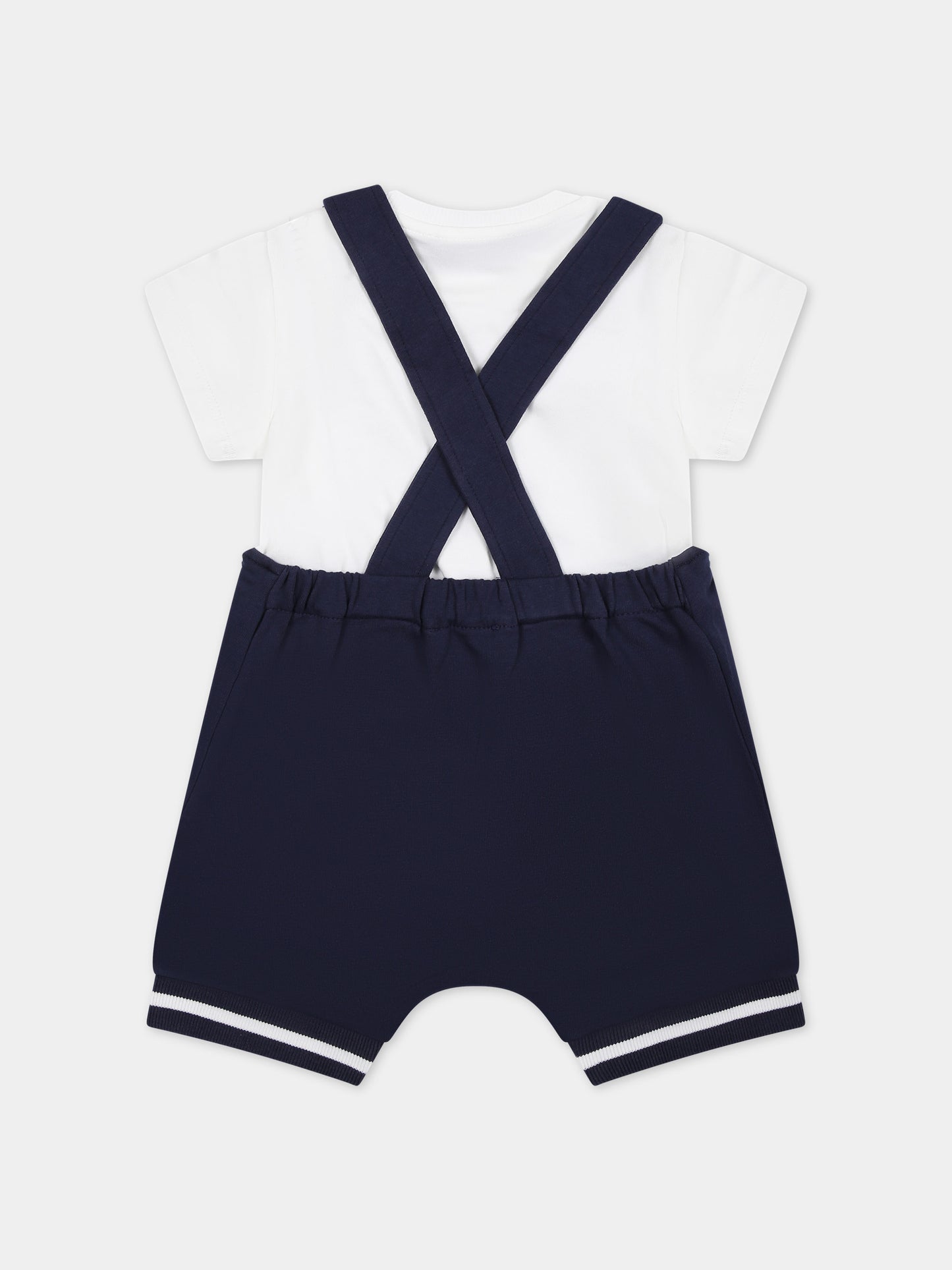 Salopette blu per neonato con Teddy Bear,Moschino Kids,MUG014 LDA00 40016