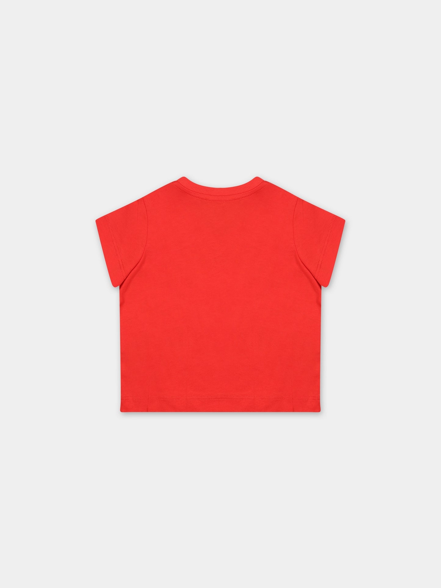 T-shirt rossa per neonati con logo,Moschino Kids,MUM03U LAA23 50109