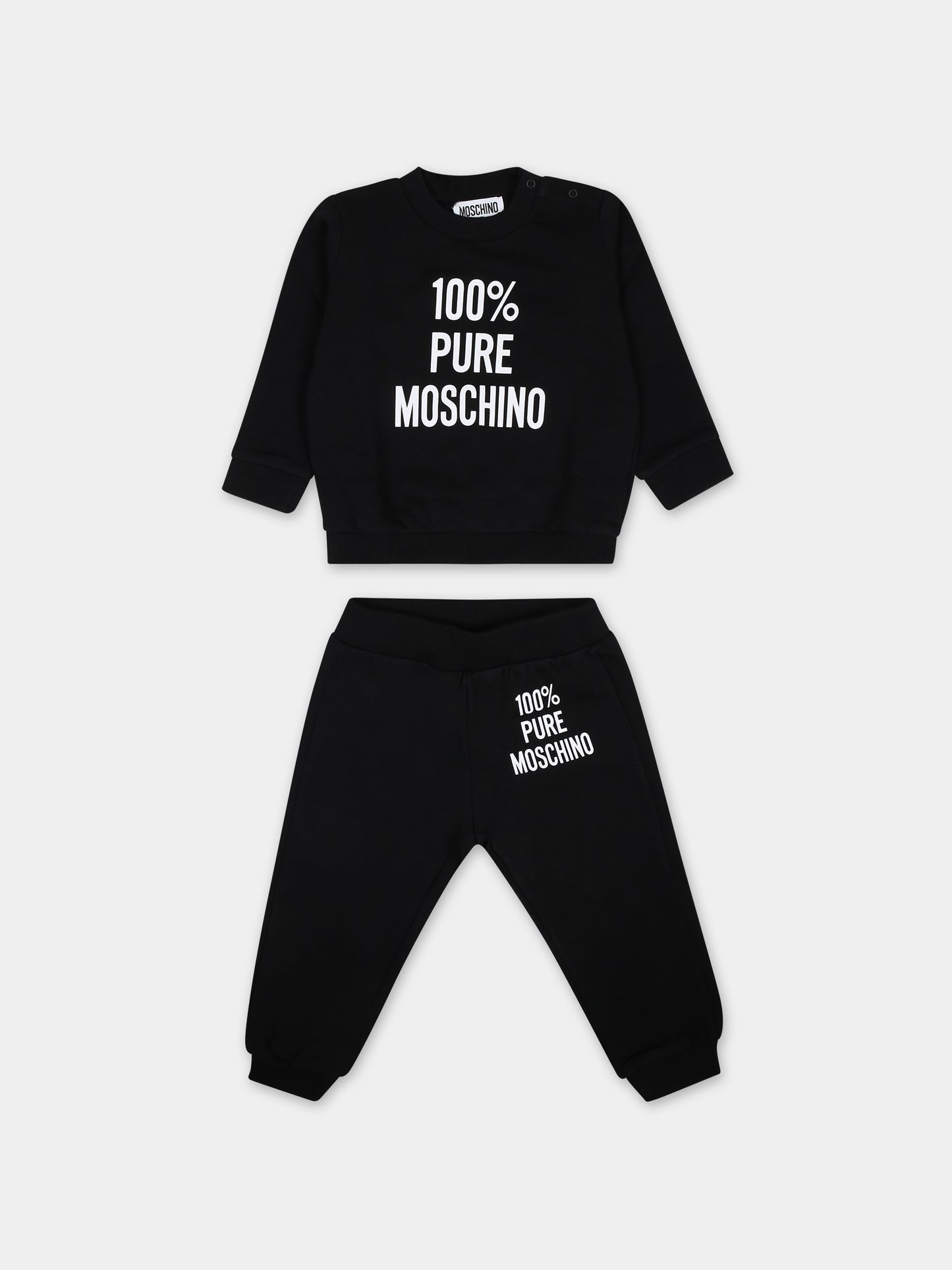 Completo nero per neonati con logo,Moschino Kids,MVK02P LCA74 60100