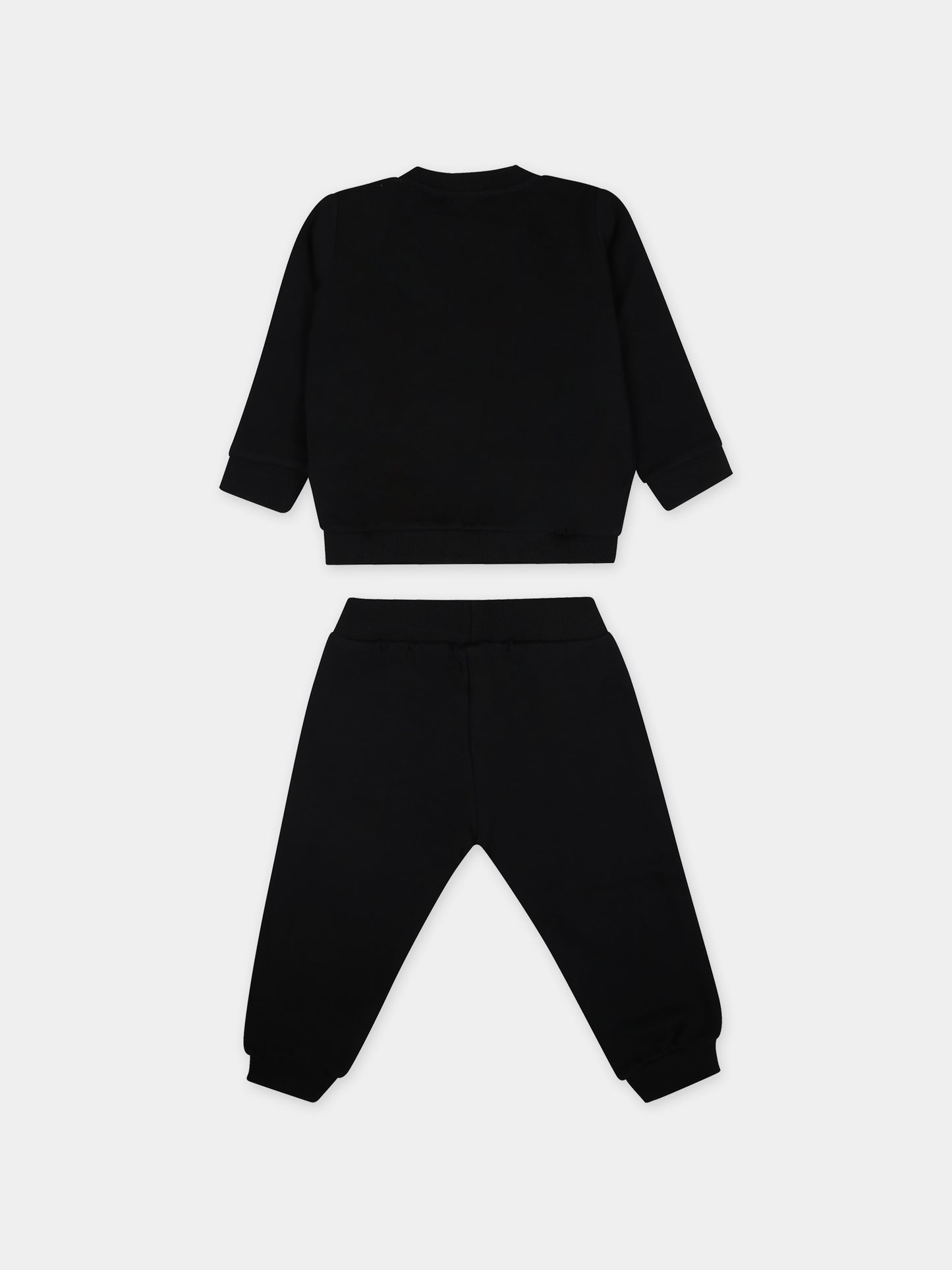 Completo nero per neonati con logo,Moschino Kids,MVK02P LCA74 60100