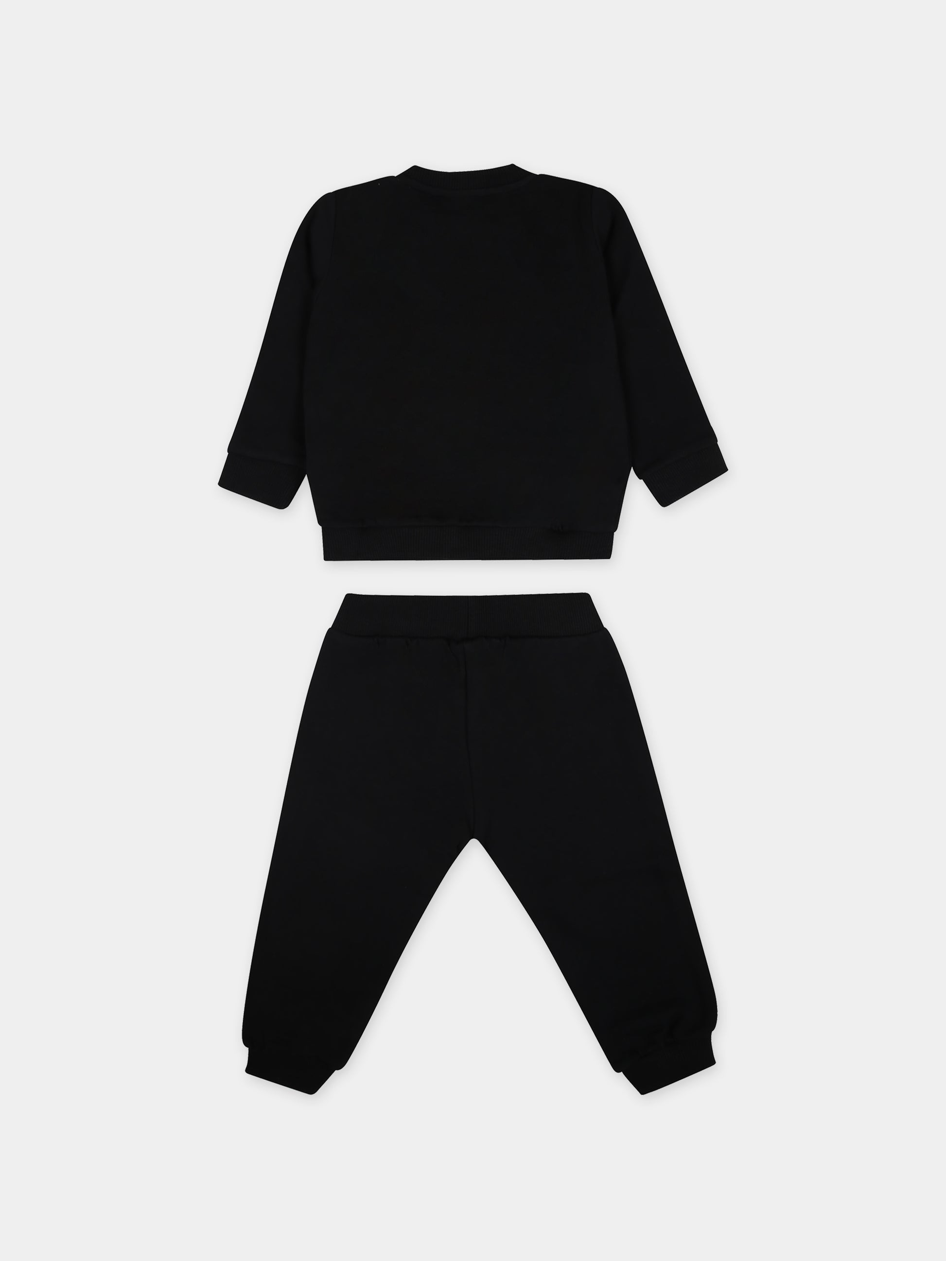 Completo nero per neonati con logo,Moschino Kids,MVK02P LCA74 60100