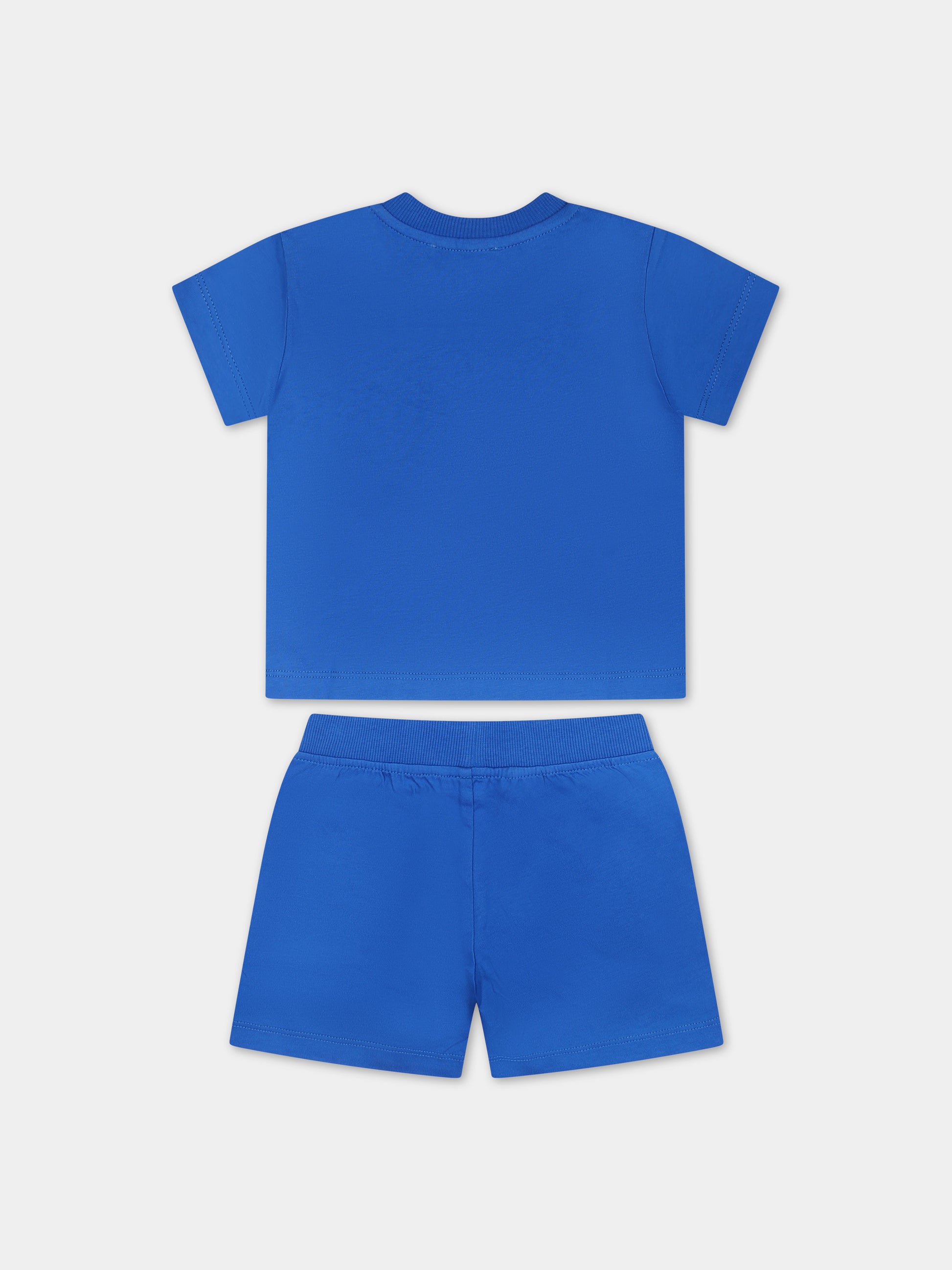 Completo blu per neonato con Teddy Bear e logo,Moschino Kids,MRG00M LAA02 40289