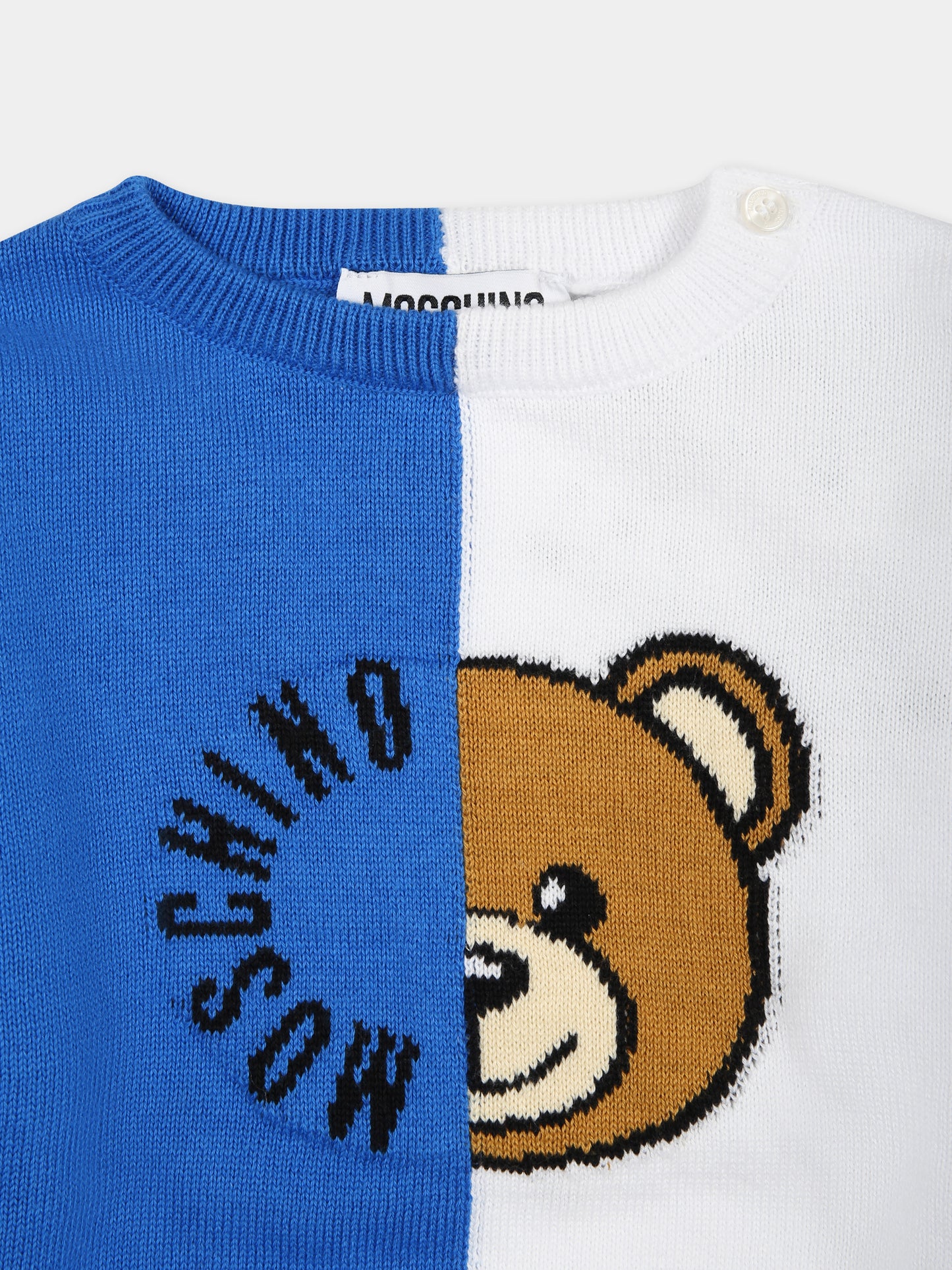 Maglione multicolor per neonato con Teddy Bear,Moschino Kids,MVW00J LHE62 83526