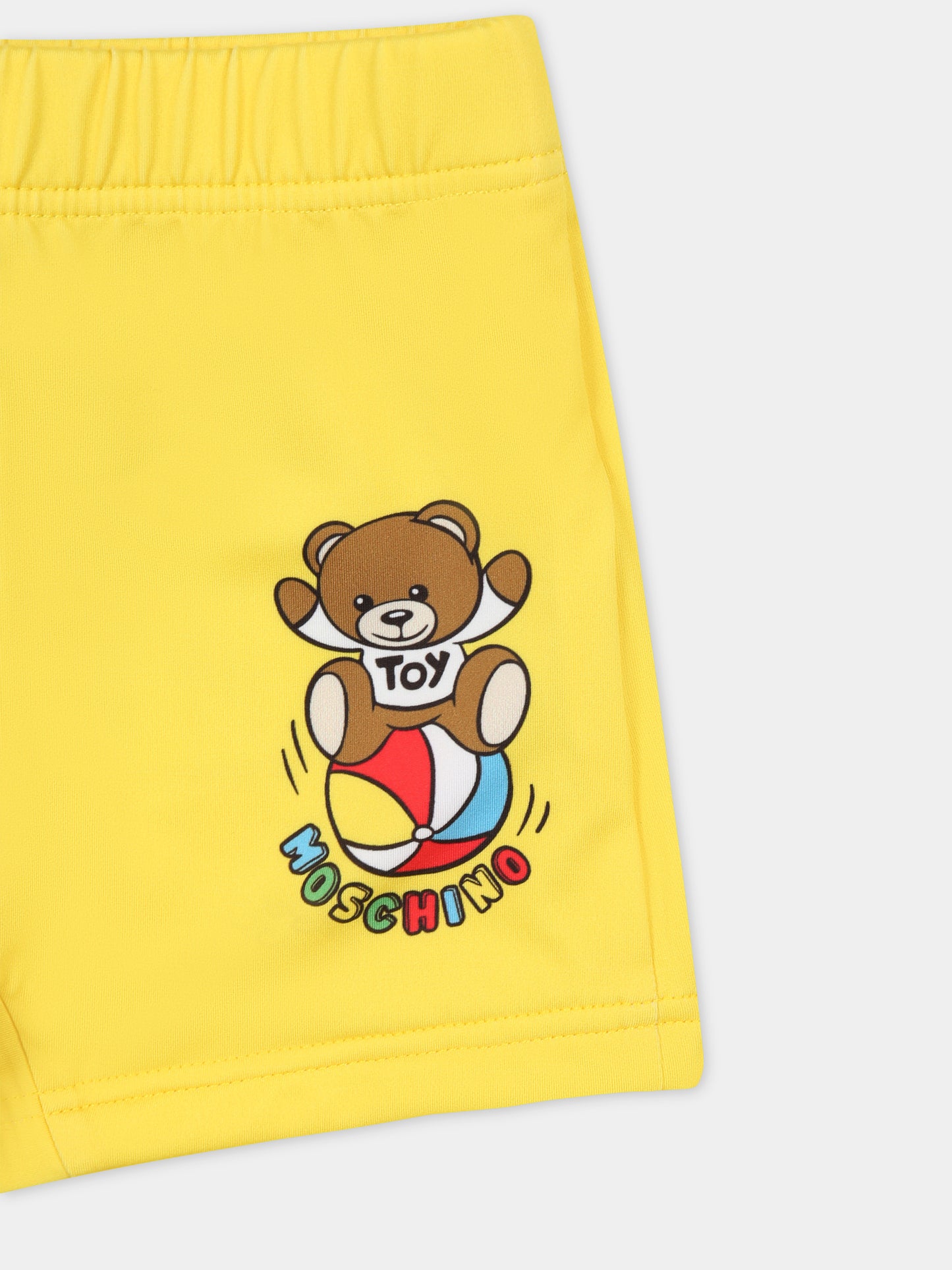 Boxer mare giallo per neonato con Teddy bear e logo multicolor,Moschino Kids,MVL006 LKA00 50162