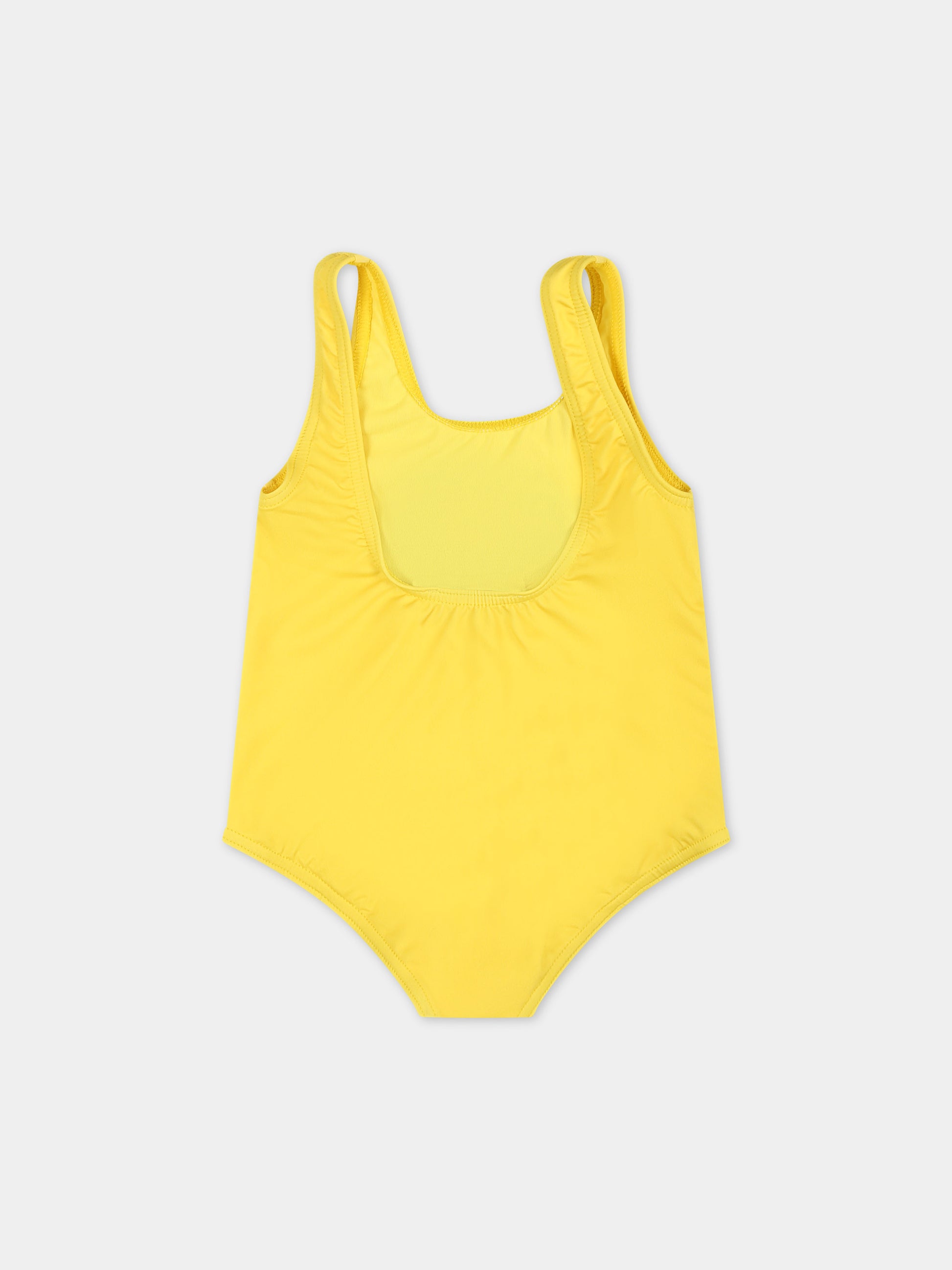 Costume intero giallo per neonata con logo e Teddy Bear,Moschino Kids,MJL00A LKA00 50162