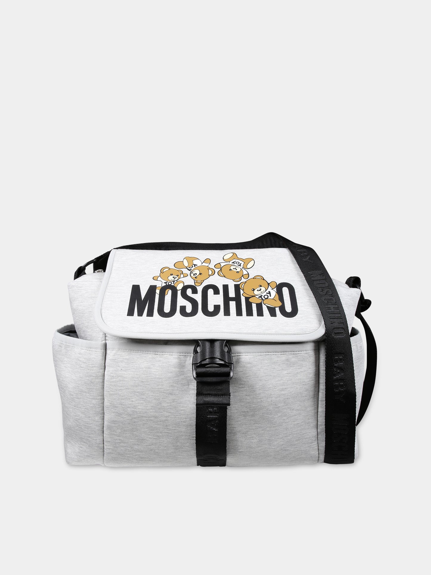 Borsa mamma grigia per neonati con Teddy bear e logo,Moschino Kids,MOX03O LDA32 60926