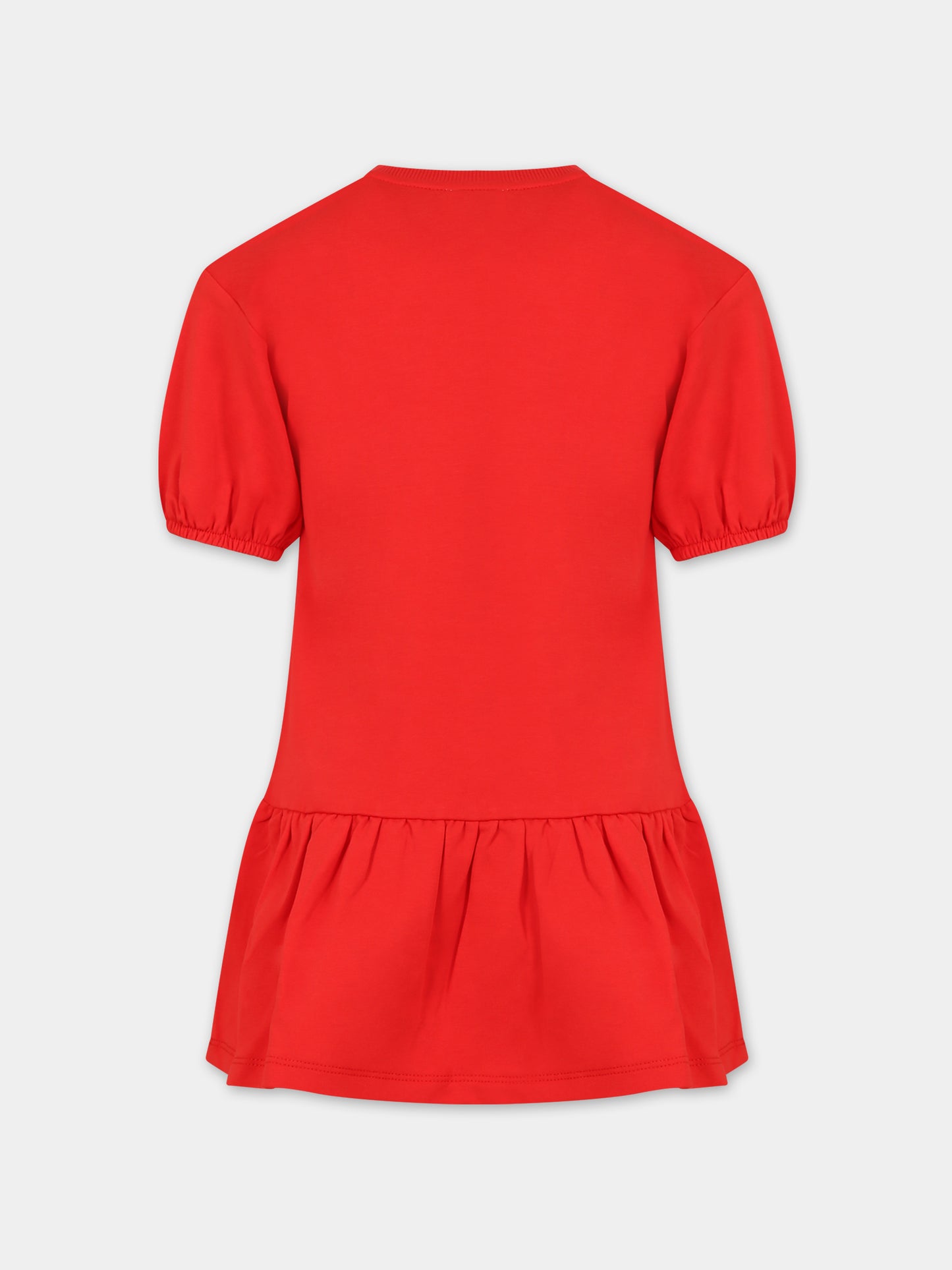 Vestito rosso per bambina con Teddy Bear e logo,Moschino Kids,HAV0CQ LDA25 50109