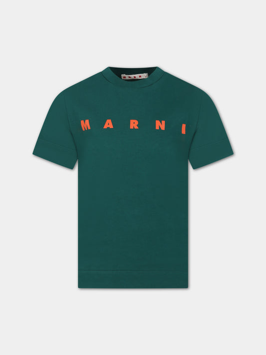 T-shirt verde per bambini con logo,Marni Kids,M002MV M00HZ MT135U 0M538