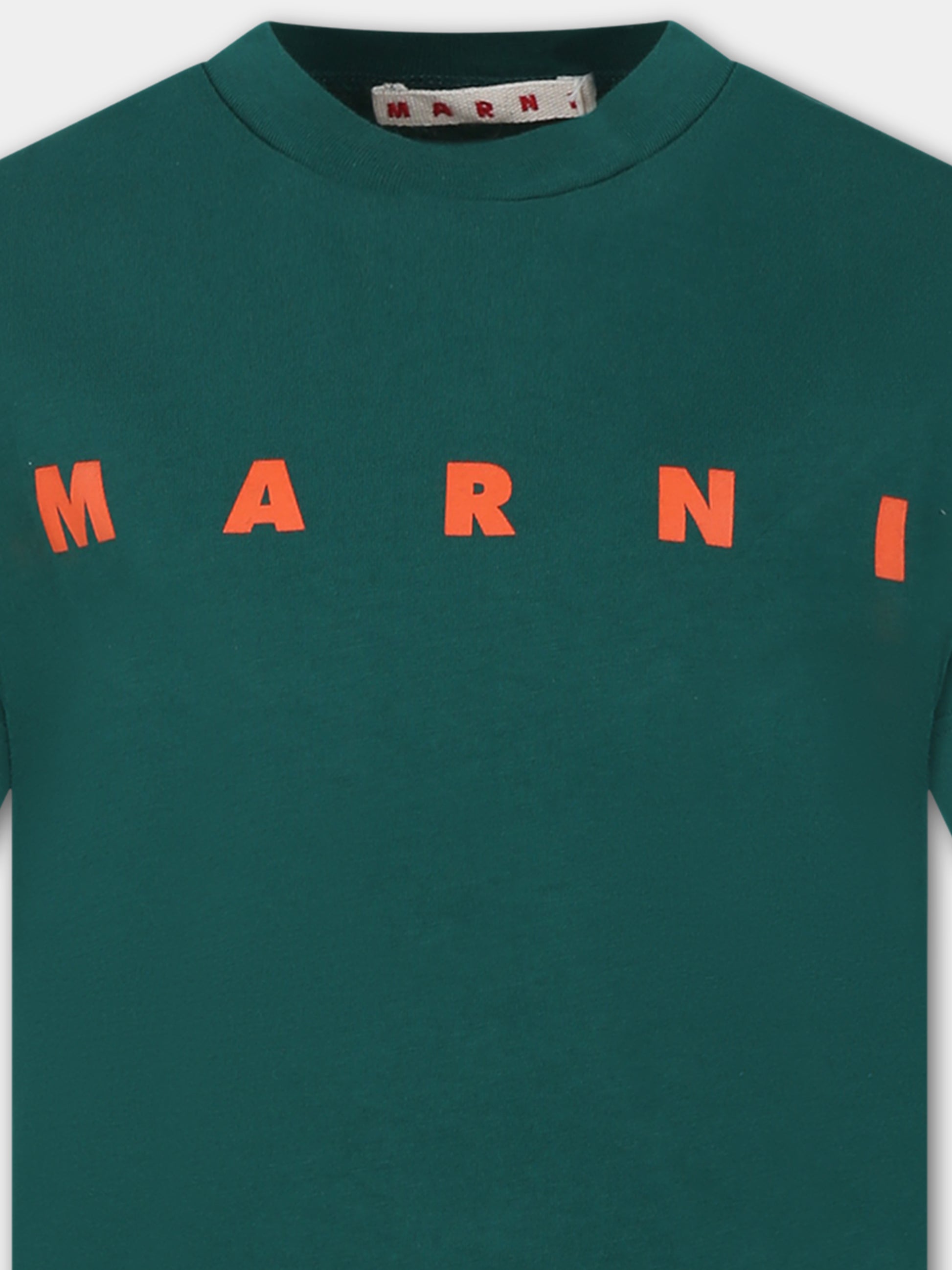 T-shirt verde per bambini con logo,Marni Kids,M002MV M00HZ MT135U 0M538