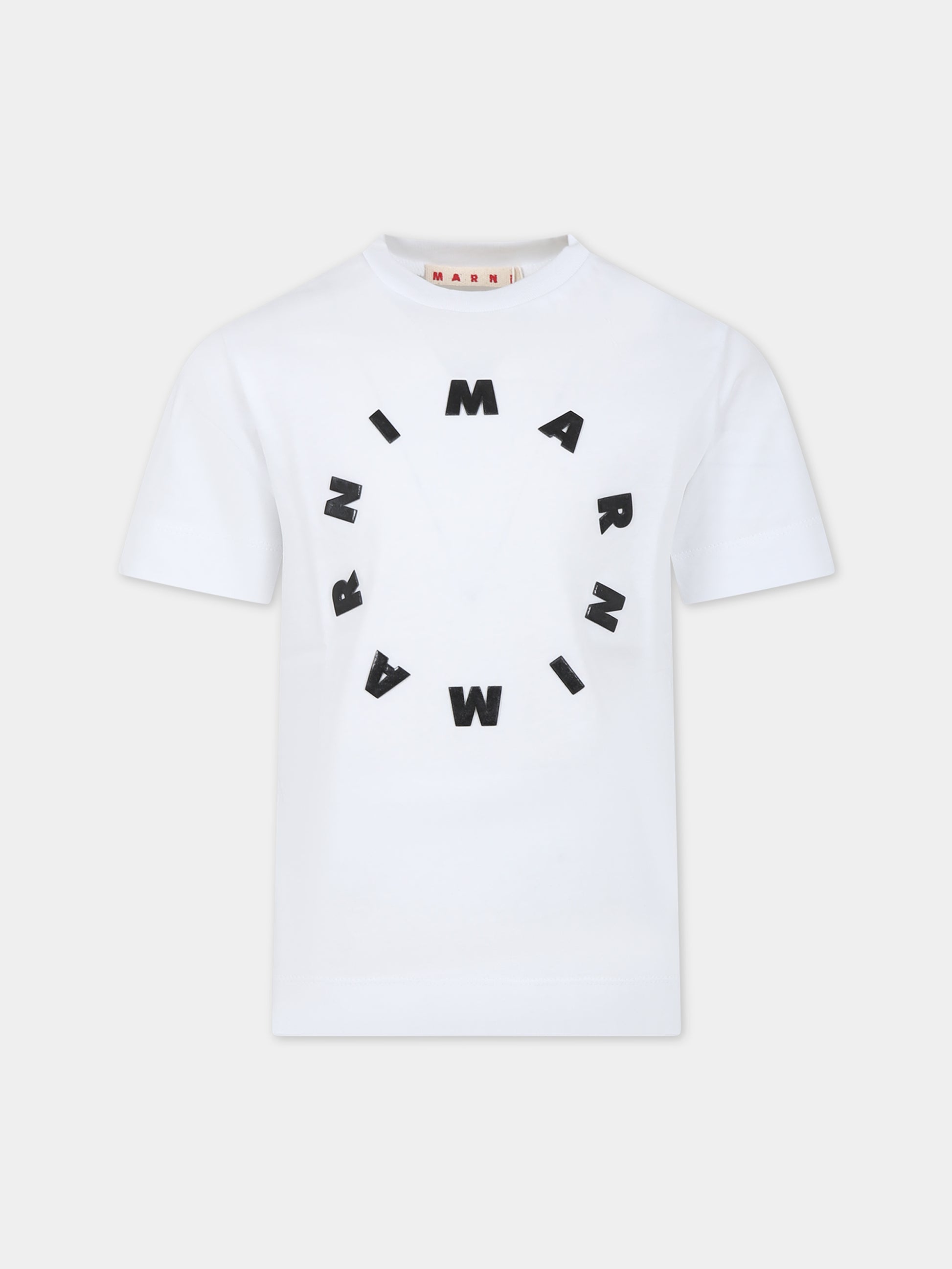 T-shirt bianca per bambini con logo,Marni Kids,M01069 M00L9 MT172U 0M100