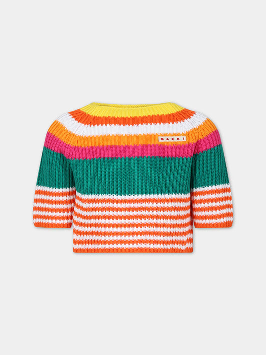 Maglione multicolor per bambina con logo,Marni Kids,M01048 M00RX MK124F 0M429