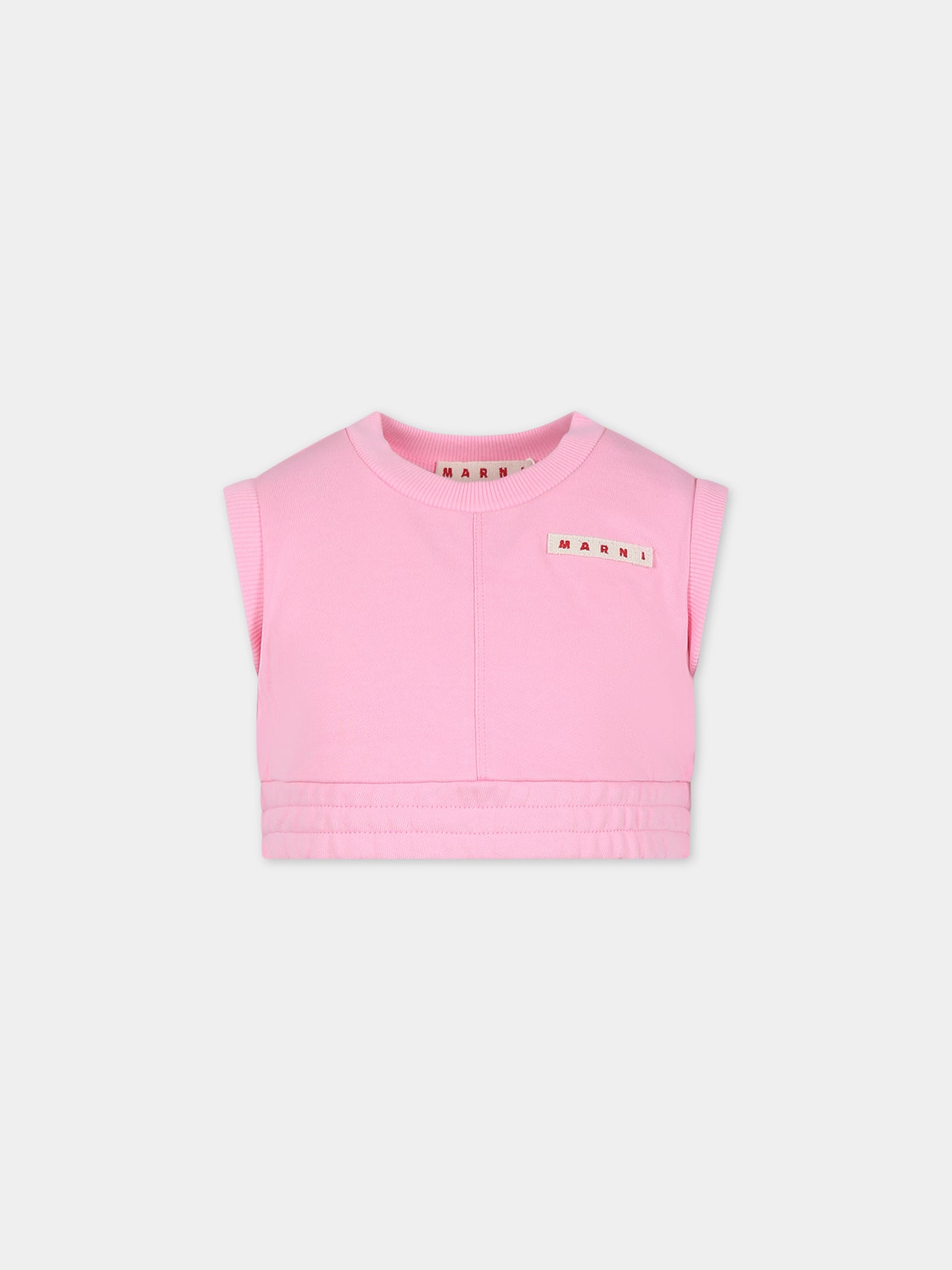 Top rosa per bambina con logo,Marni Kids,M01037 M00SF MS114F 0M340