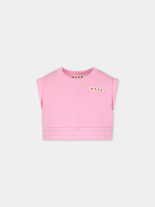 Top rosa per bambina con logo,Marni Kids,M01037 M00SF MS114F 0M340