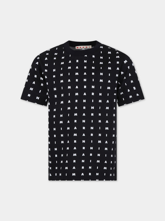 T-shirt nera per bambini con logo,Marni Kids,M01095 M00S5 MT169U 0M900