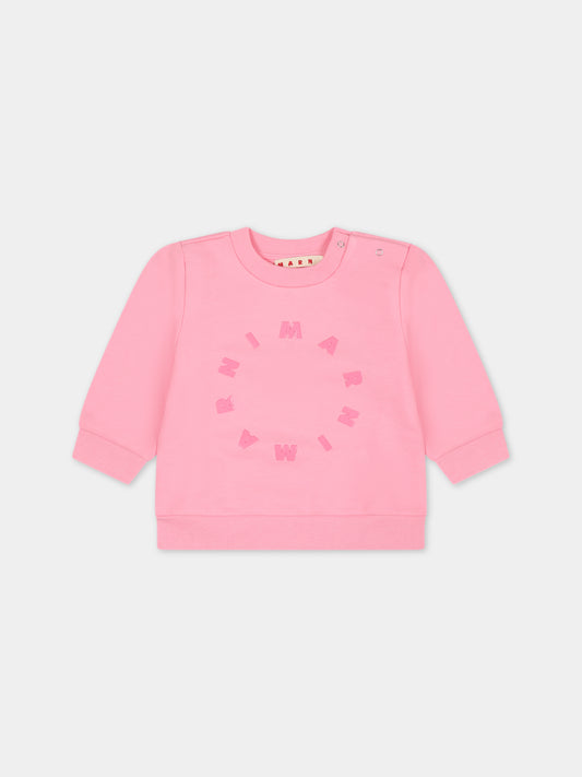 Felpa rosa per neonata con logo,Marni Kids,M01137 M00NF MS44B 0M340