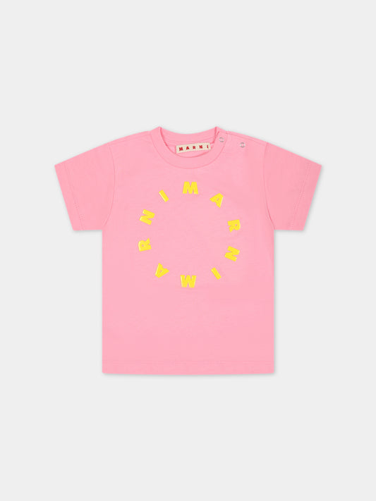 T-shirt rosa per neonata con logo,Marni Kids,M01141 M00L9 MT71B 0M340