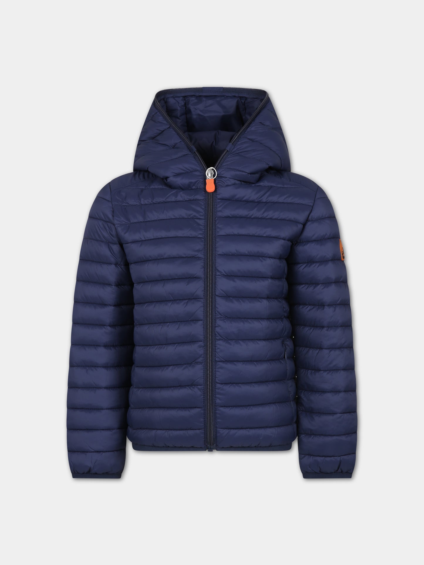 Piumino Huey blu per bambino con logo,Save The Duck Kids,J30650B GIGA18 90000