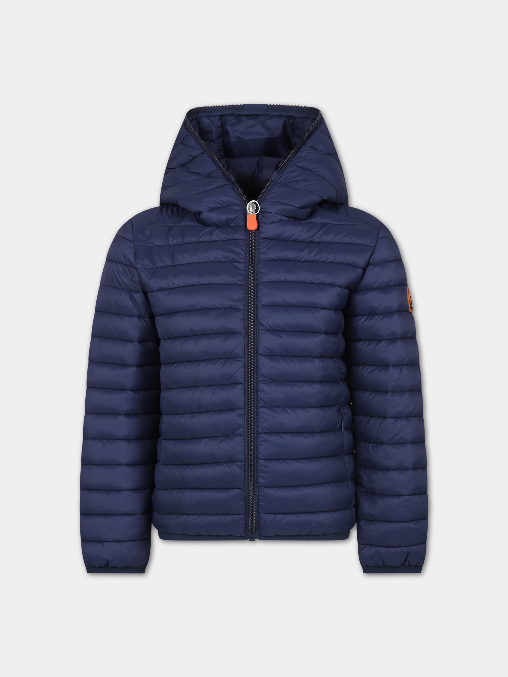 Piumino Huey blu per bambino con logo,Save The Duck Kids,J30650B GIGA18 90000