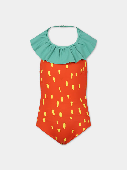 Costume intero rosso per bambina con stampa all-over,Stella Mccartney Kids,TUCB65 Z1773 421GL