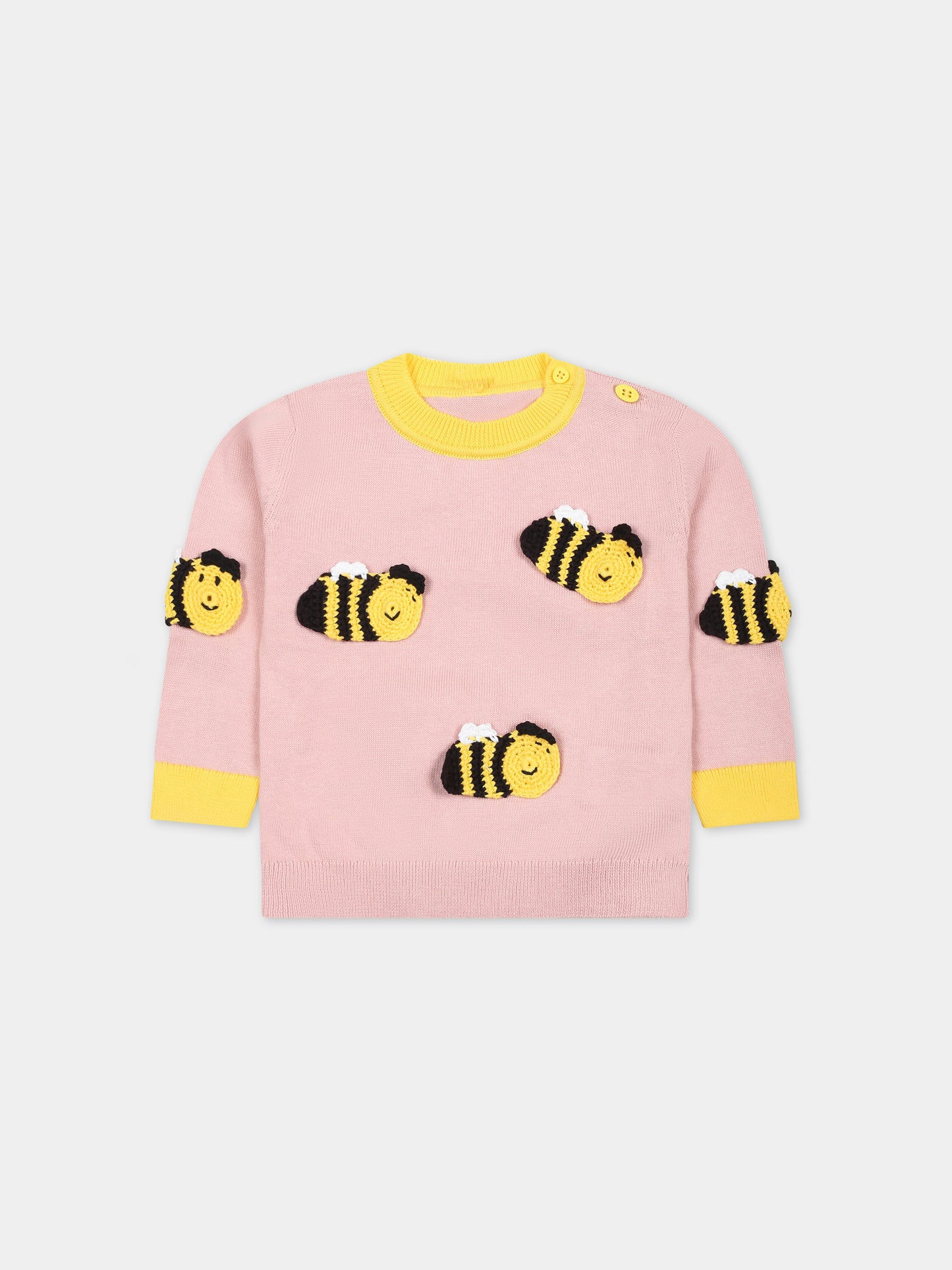 Maglione rosa per neonata con api,Stella Mccartney Kids,TU9030 Z1881 517