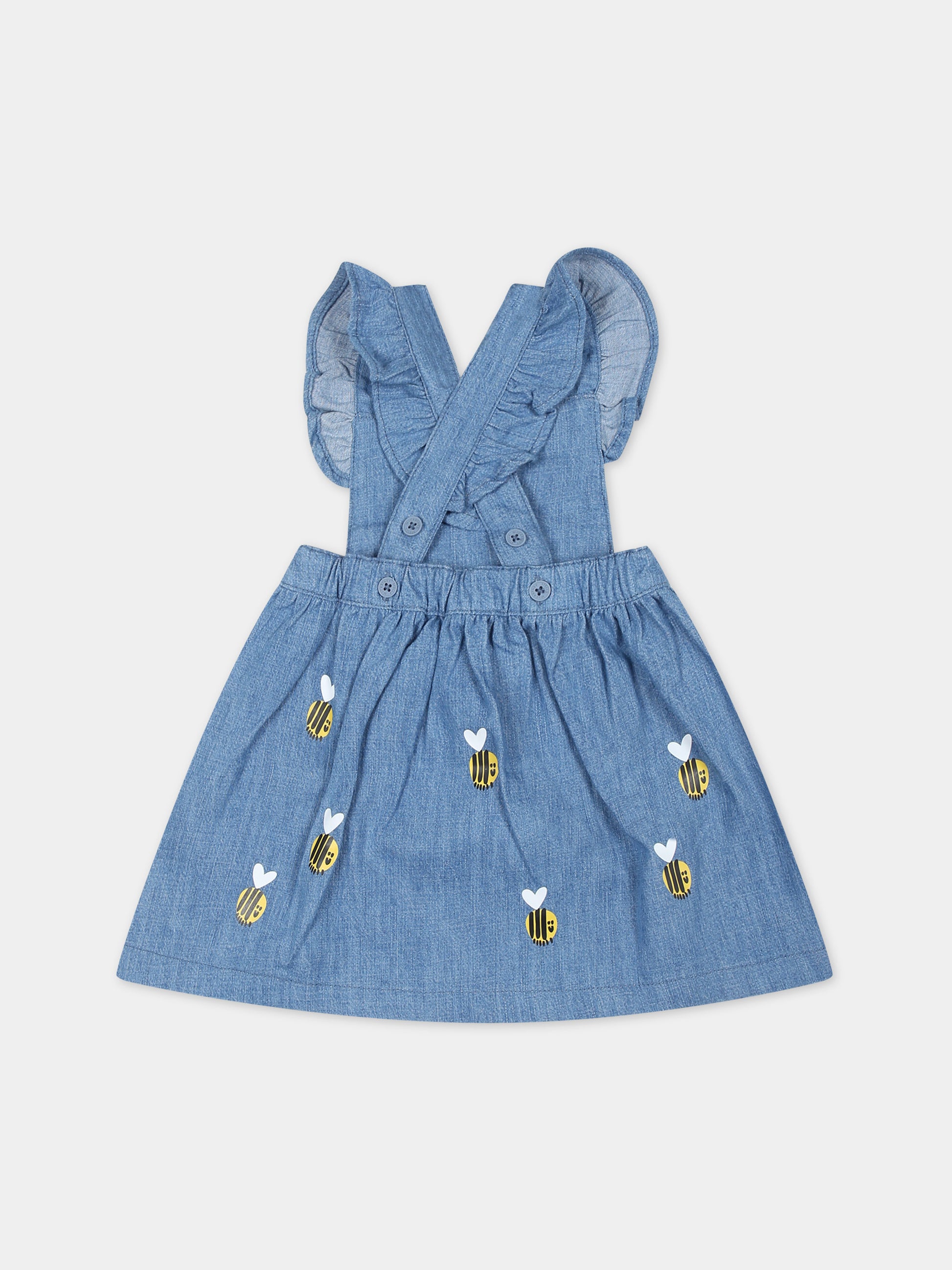 Salopette blu per neonata con api,Stella Mccartney Kids,TU1152 Z1791 601MC