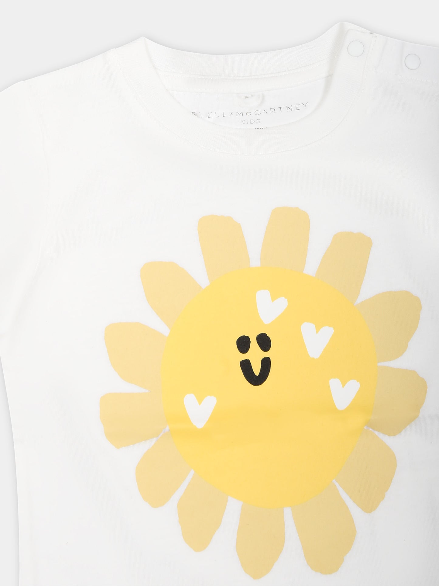 T-shirt bianca per neonata con sole,Stella Mccartney Kids,TU8021 Z0434 101