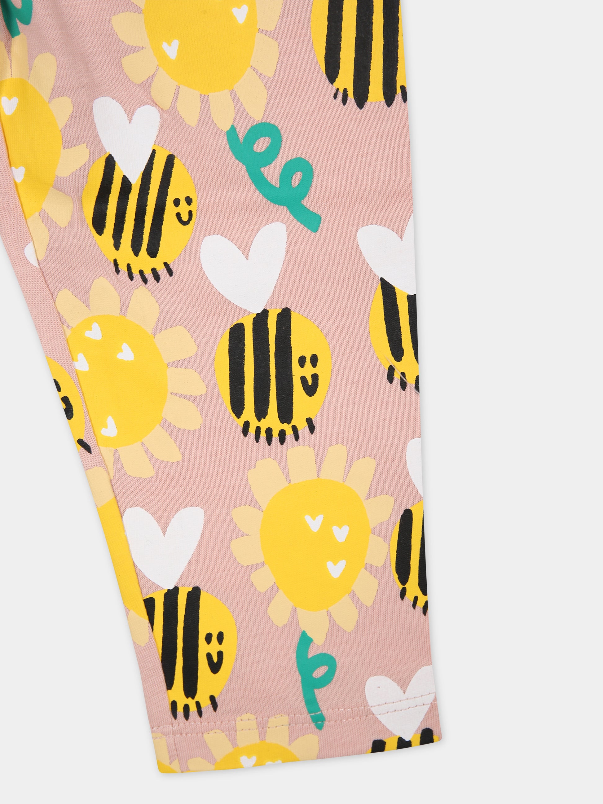 Leggings rosa per neonata con stampa api all-over,Stella Mccartney Kids,TU6110 Z1803 517MC