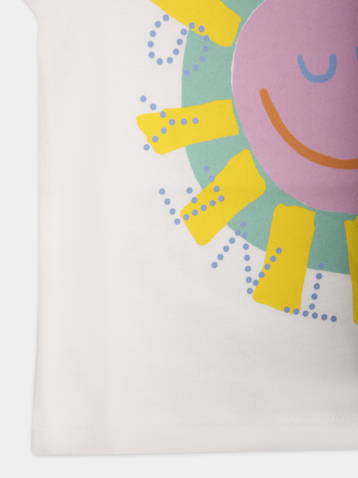 T-shirt bianca per neonata con stampa sole multicolor,Stella Mccartney Kids,TU8121 Z0434 100