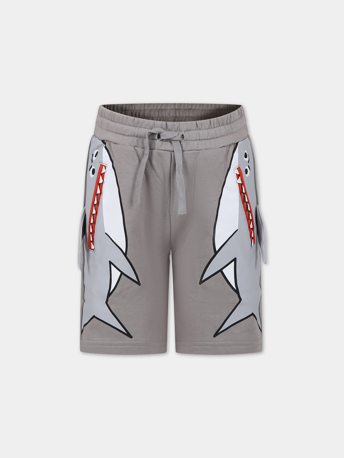 Shorts grigi per bambino con squali,Stella Mccartney Kids,TU6P59 Z0499 909